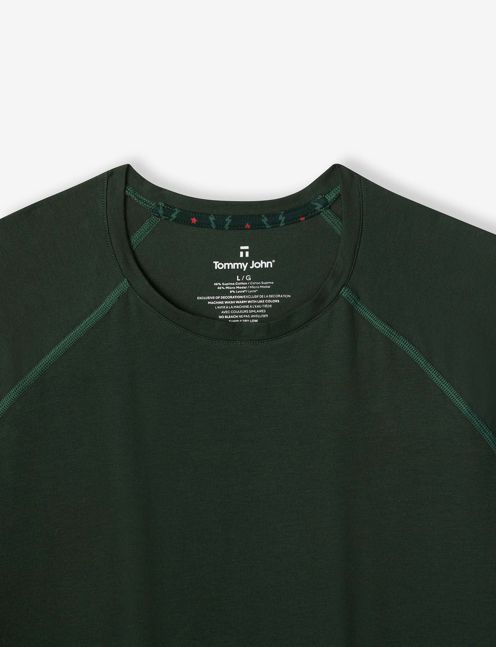 Essential Short Sleeve Tee and Pant Pajama Set::Scarab Green Balsam Tree