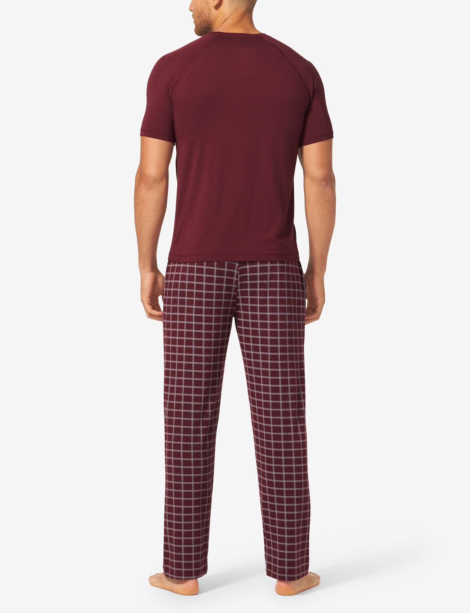 Essential Short Sleeve Tee and Pant Pajama Set::Port Royale Stitched Plaid