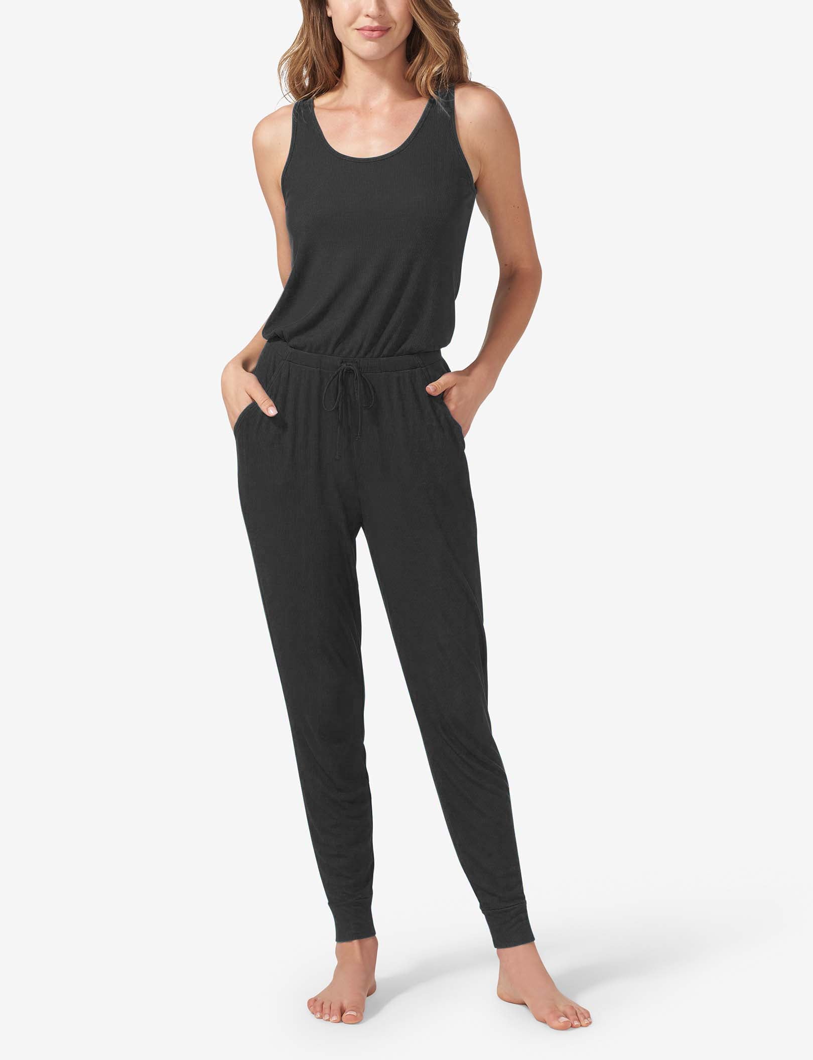 Women's Second Skin Micro Rib Jumpsuit::Black