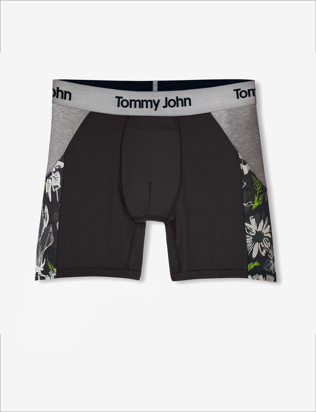 Second Skin Mid-Length Boxer Brief 6"::Black Botanical Colorblock