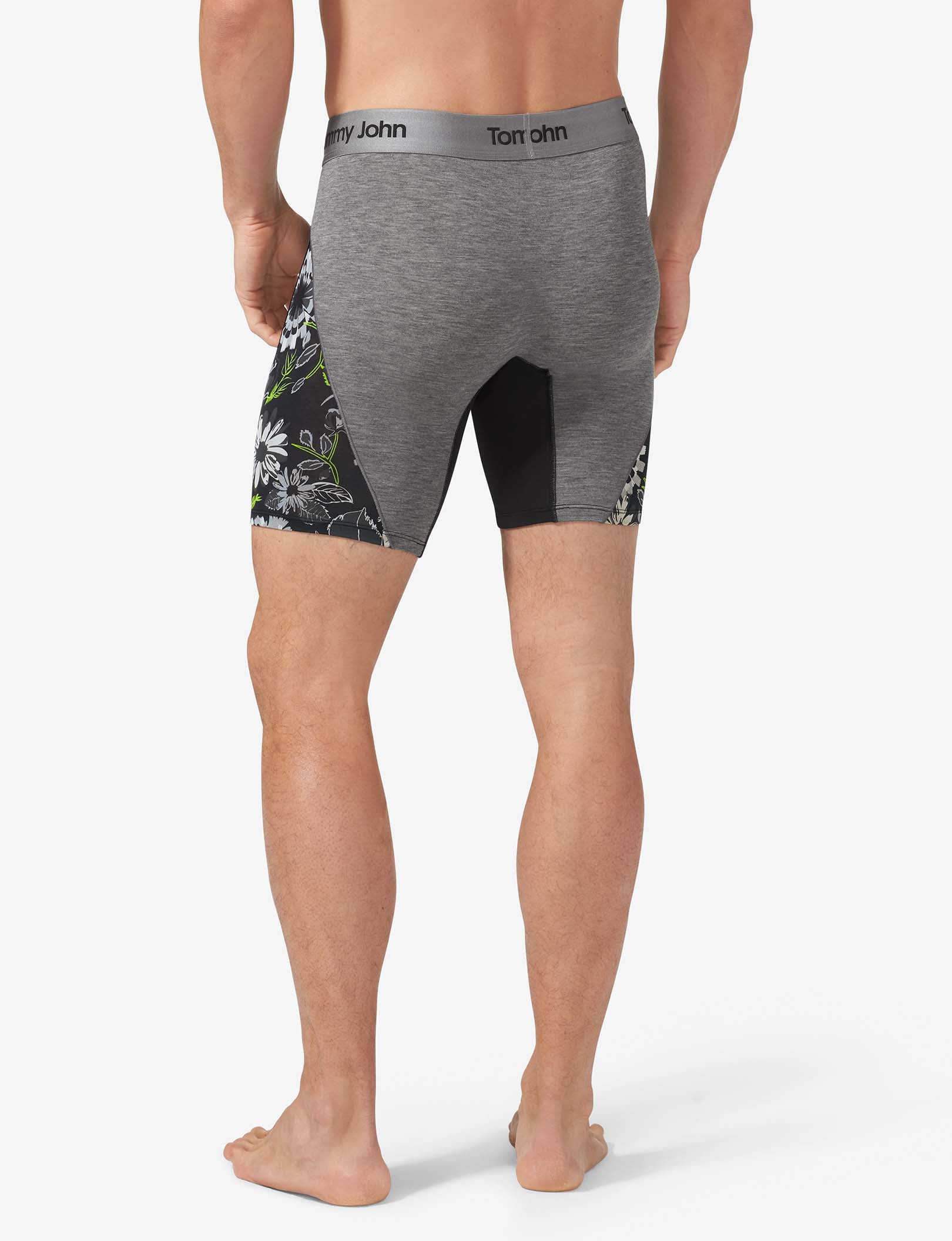 Second Skin Boxer Brief 8"::Black Botanical Colorblock