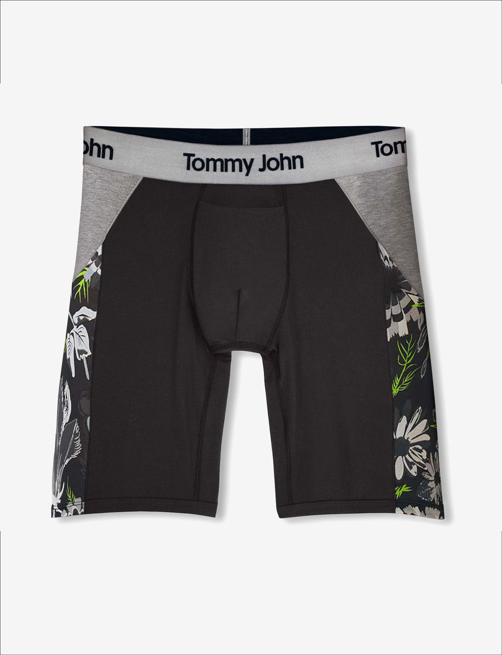 Second Skin Boxer Brief 8"::Black Botanical Colorblock