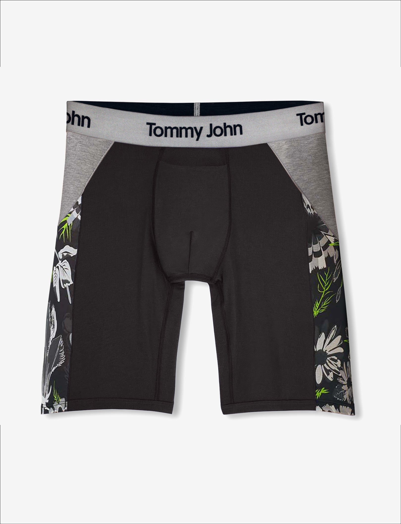 Second Skin Boxer Brief 8"::Black Botanical Colorblock