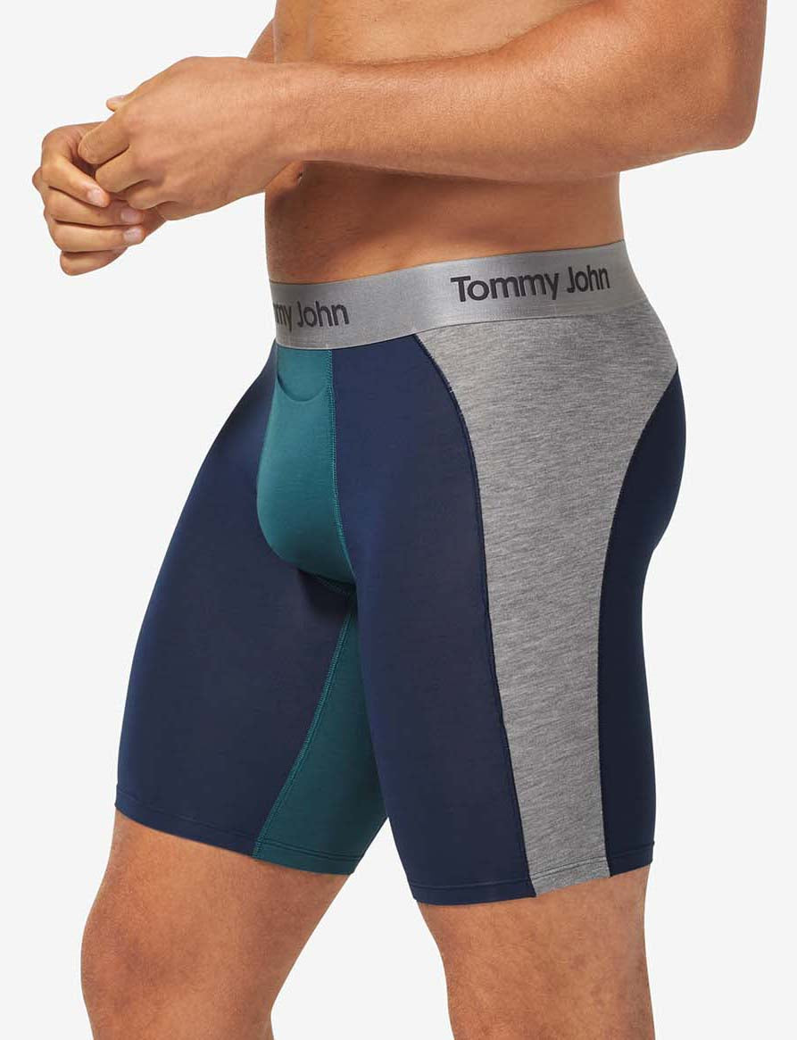 Second Skin Boxer Brief 8"::Mediterranea Colorblock
