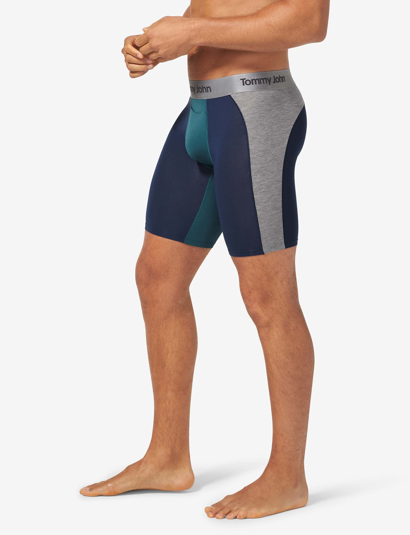 Second Skin Boxer Brief 8"::Mediterranea Colorblock