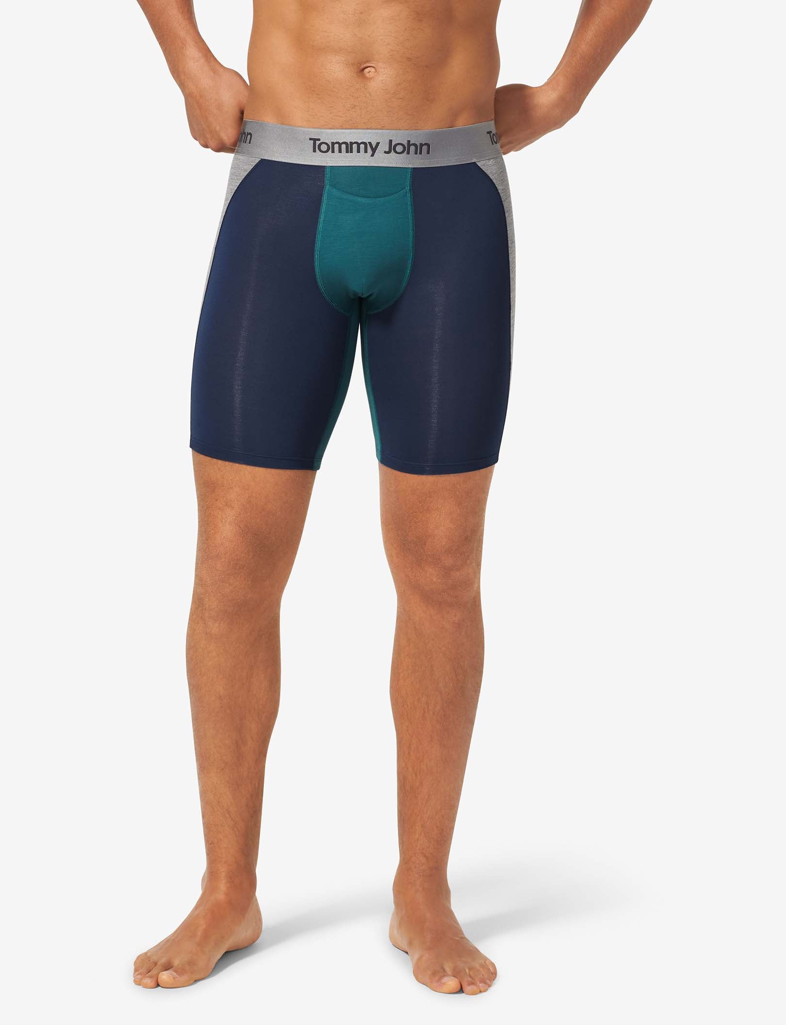 Second Skin Boxer Brief 8"::Mediterranea Colorblock