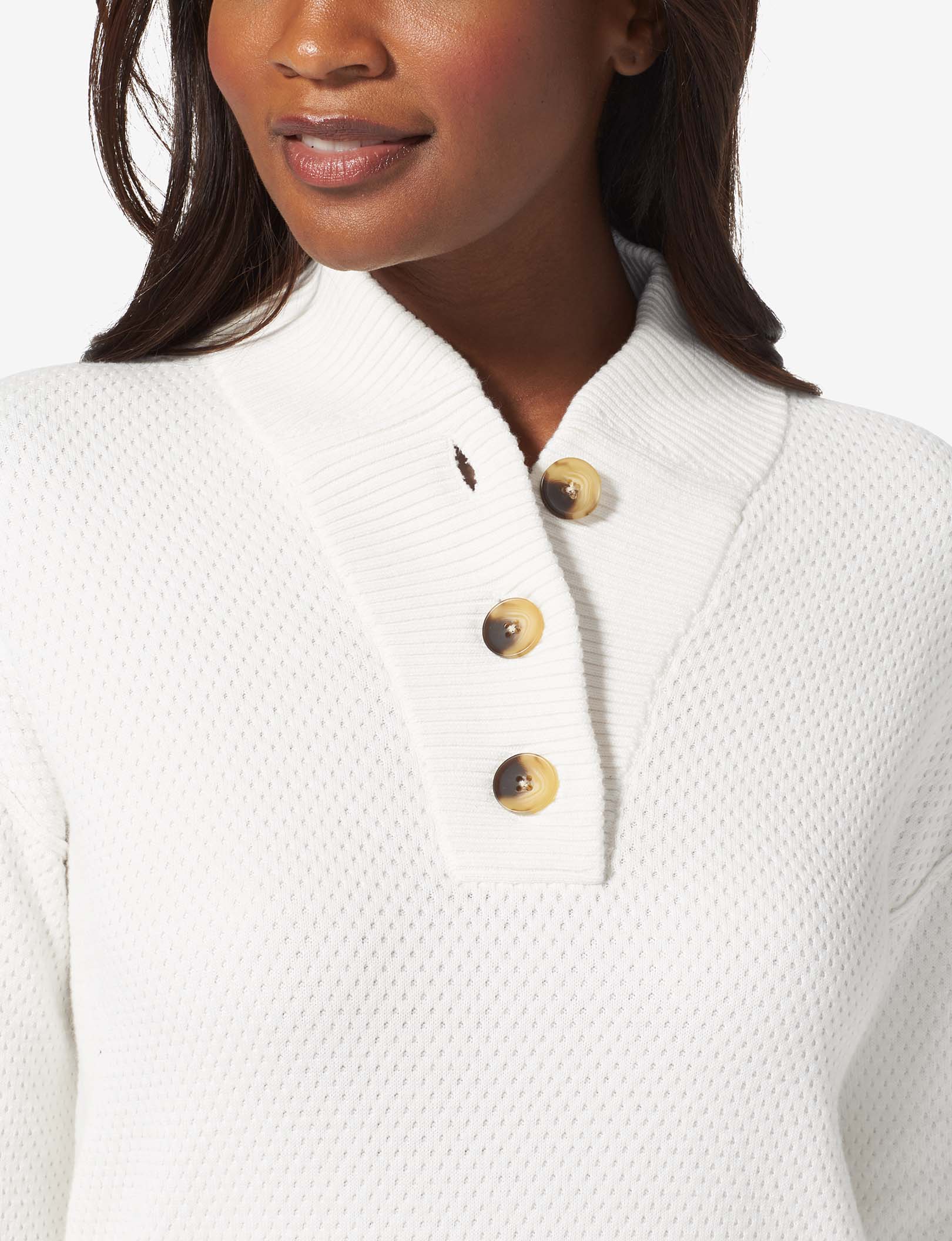 Women's Sweater Lounge Henley::Coconut Milk