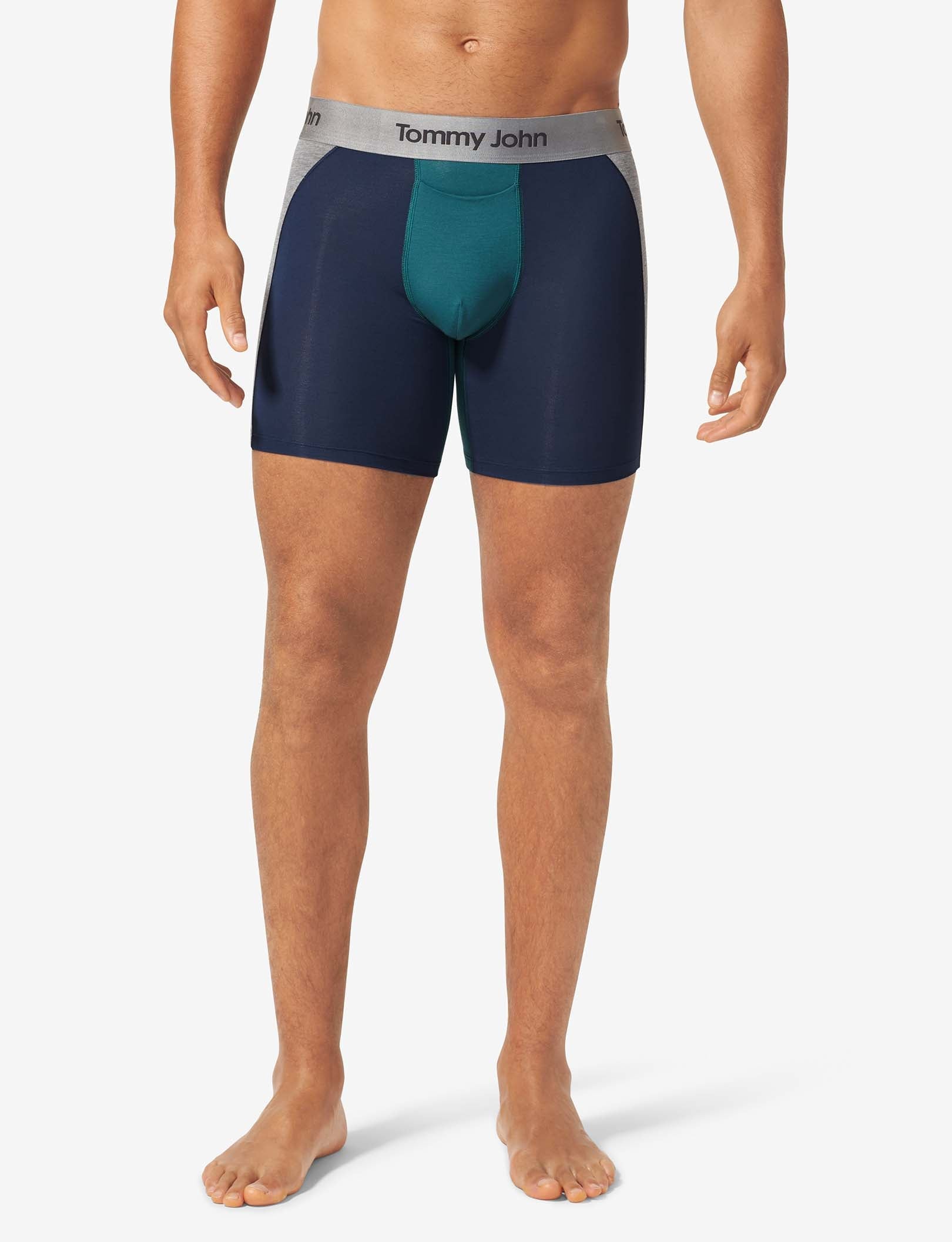 Second Skin Mid-Length Boxer Brief 6"::Mediterranea Colorblock