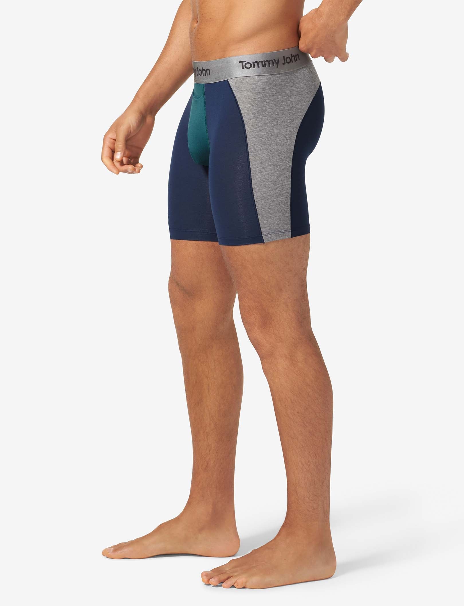 Second Skin Mid-Length Boxer Brief 6"::Mediterranea Colorblock