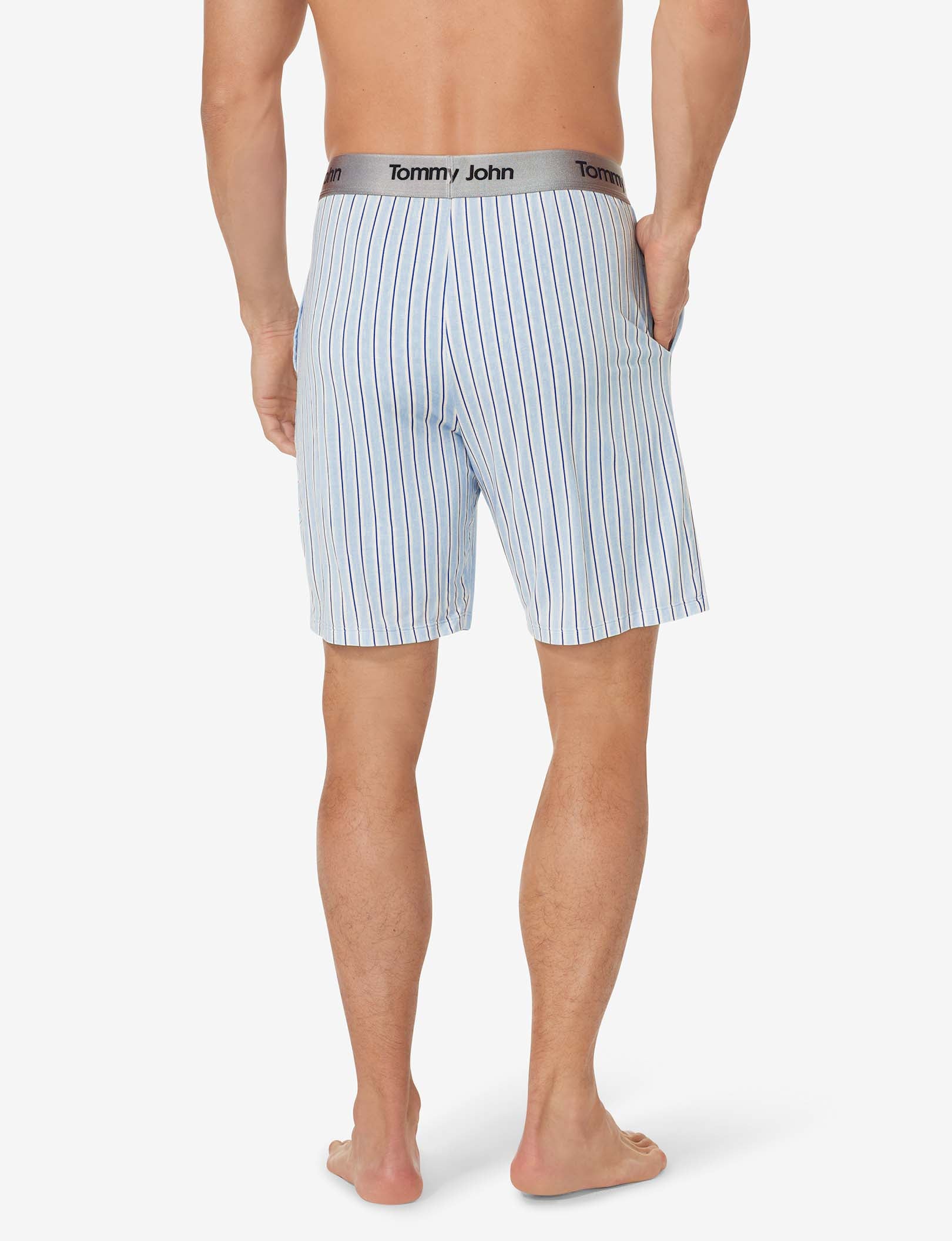 Second Skin Sleep Short::Crystal Blue Heather Pinstripe