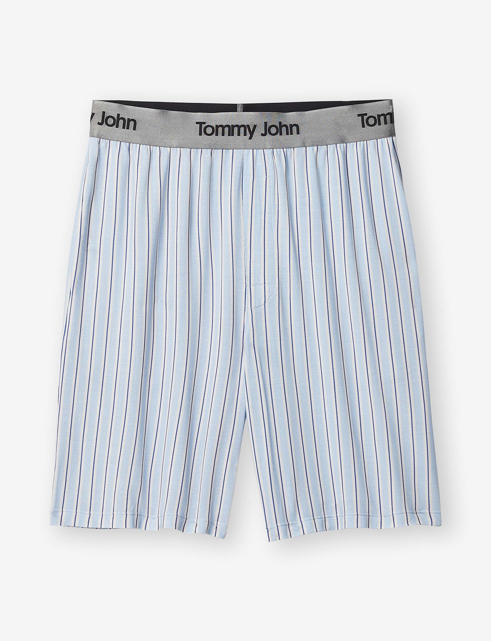 Second Skin Sleep Short::Crystal Blue Heather Pinstripe