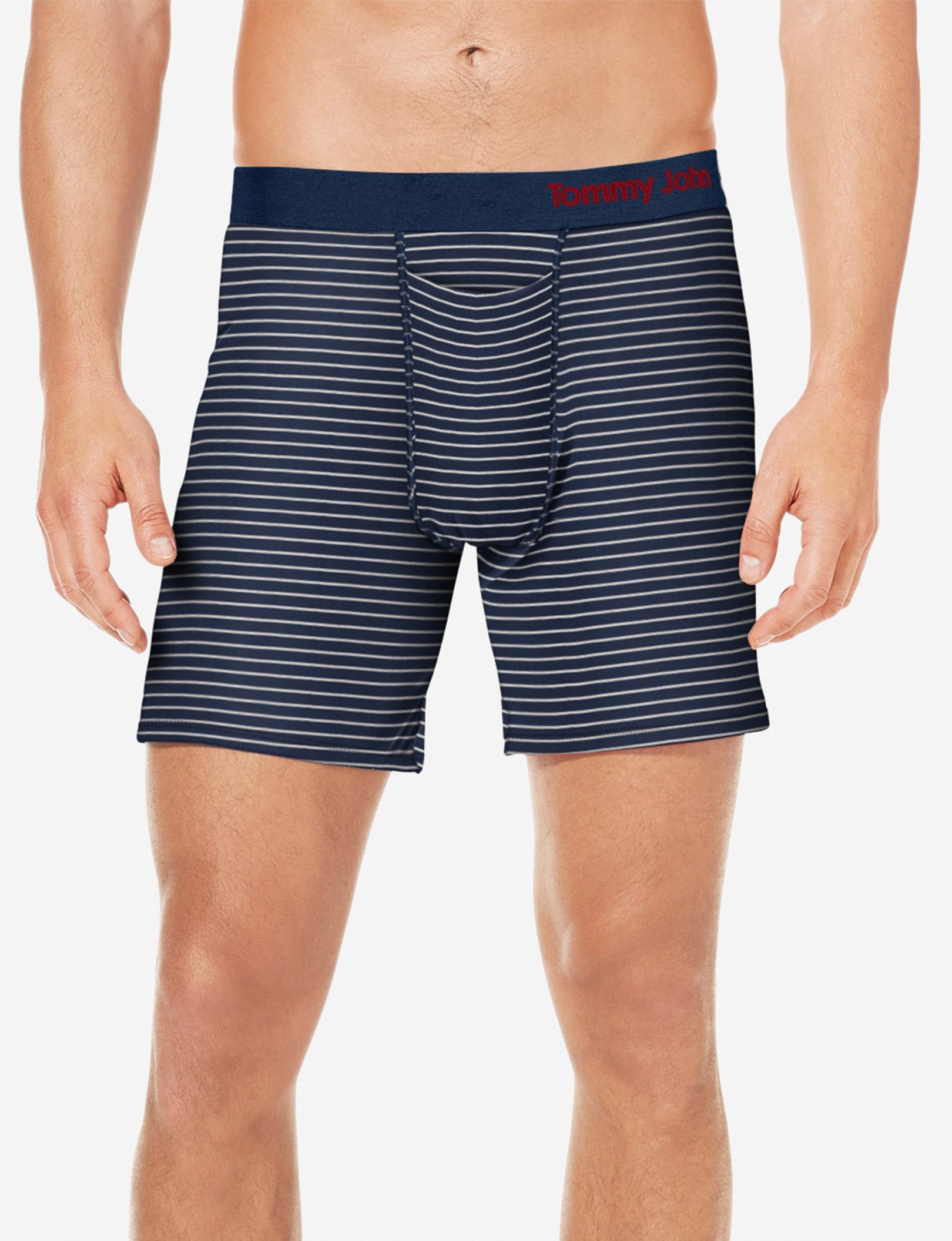 Cool Cotton Relaxed Fit Boxer 6"::Navy Barber Stripe