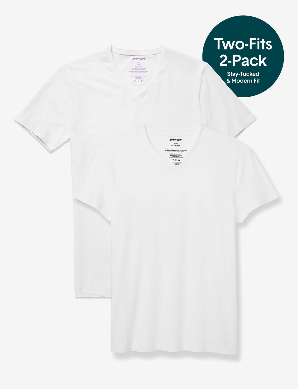 Cool Cotton High V-Neck Undershirt Starter Pack::White