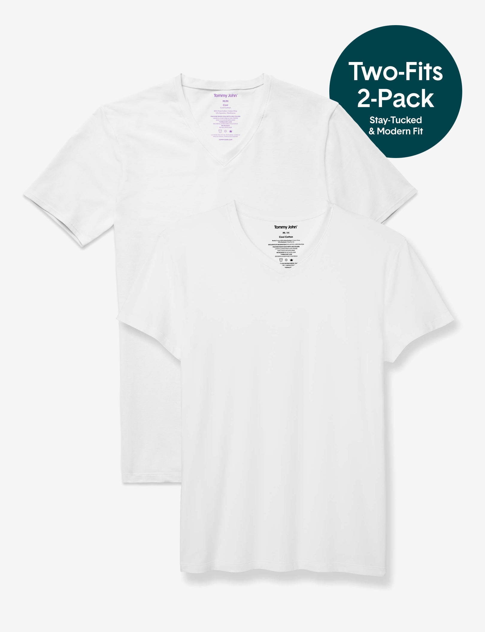 Cool Cotton High V-Neck Undershirt Starter Pack::White
