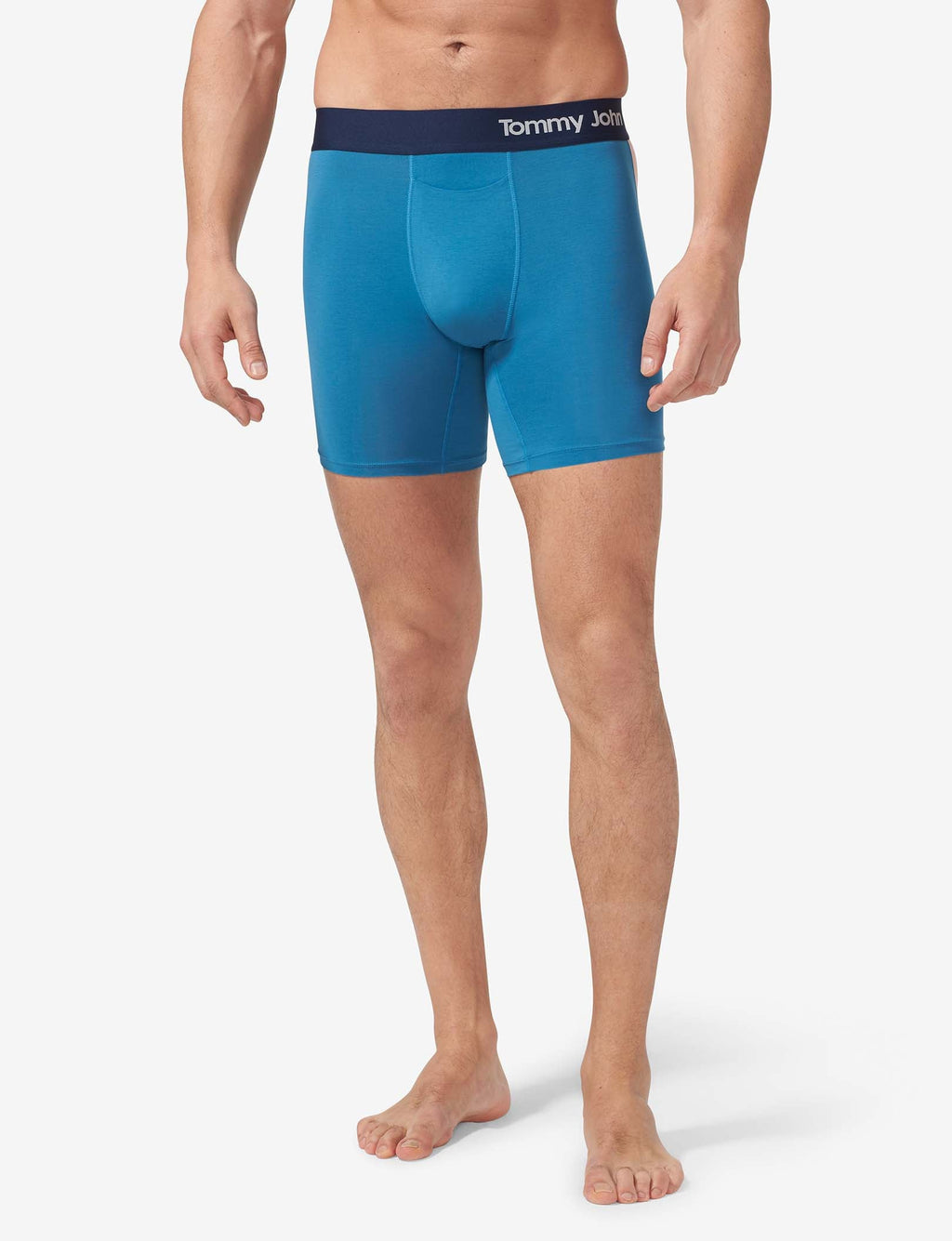 Cool Cotton Mid-Length Boxer Brief 6"::Ceramic Blue/Peach