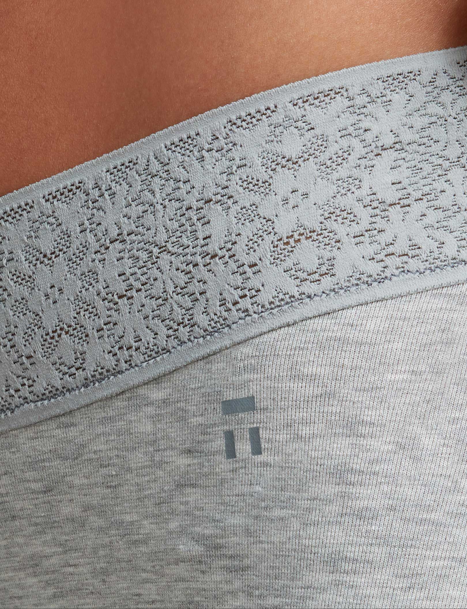 Women's Cool Cotton Boyshort, Lace Waist::Heather Grey Lace Waist