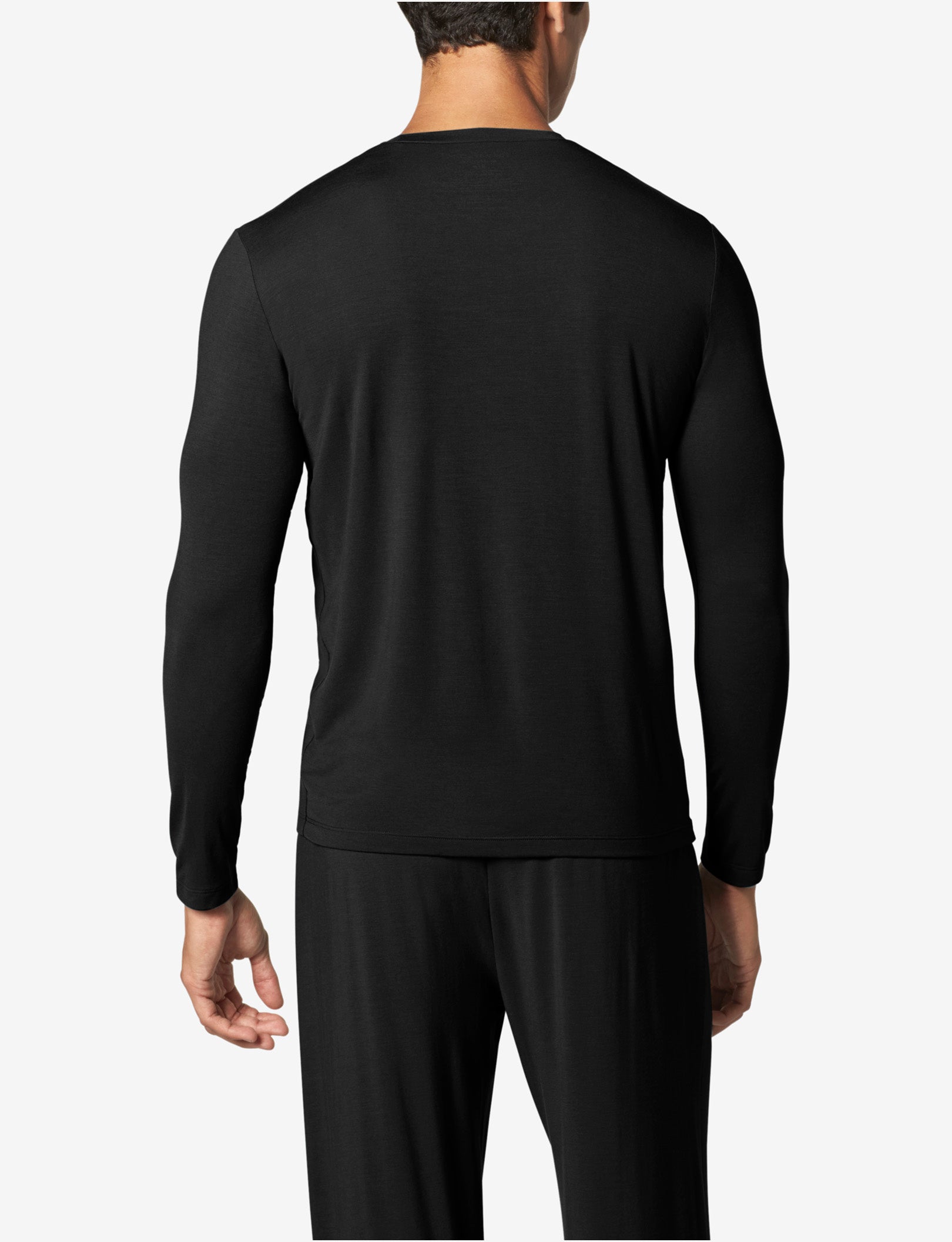 Second Skin Sleep Long Sleeve Tee & Pant Set::Black