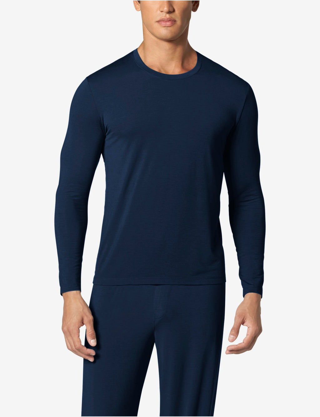 Second Skin Sleep Long Sleeve Tee & Pant Set::Dress Blues