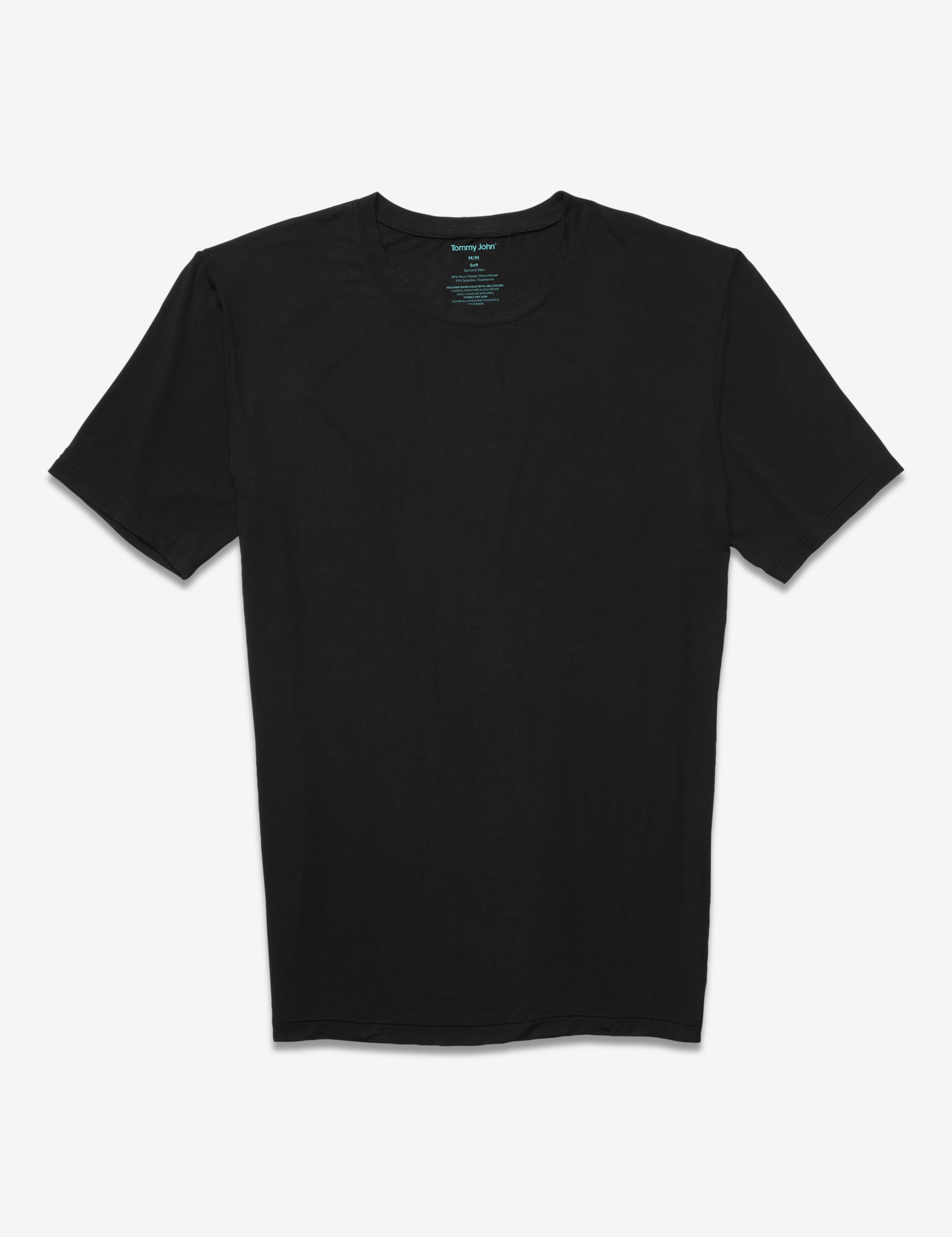 Second Skin Modern Fit Crew Neck Undershirt (3-Pack)::Black