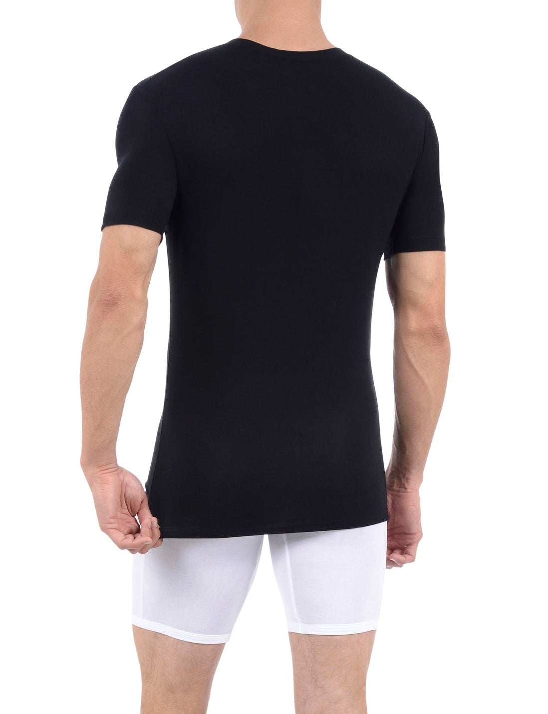 Second Skin High V-Neck Stay-Tucked Undershirt::Black