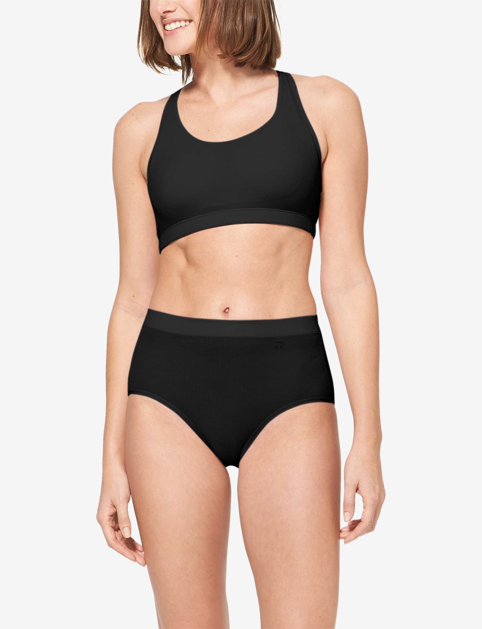 Second Skin Micro Rib Cross-Back Scoop Bralette::Black Micro Rib