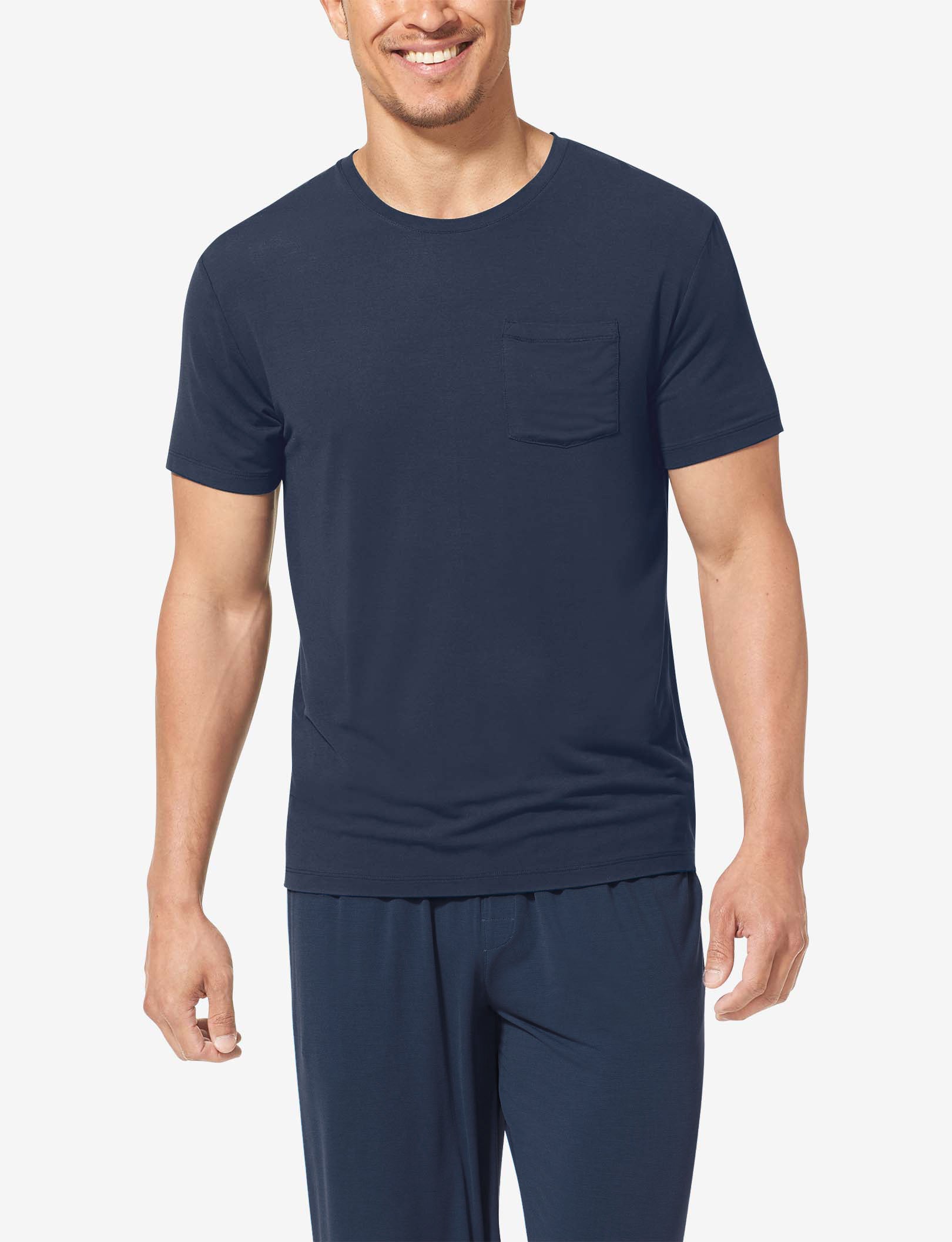 Second Skin Sleep Crew Neck Pocket Tee::Dress Blues
