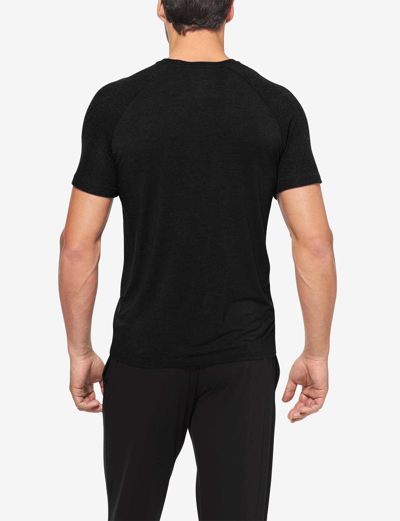 Second Skin Short Sleeve Lounge Henley::Black