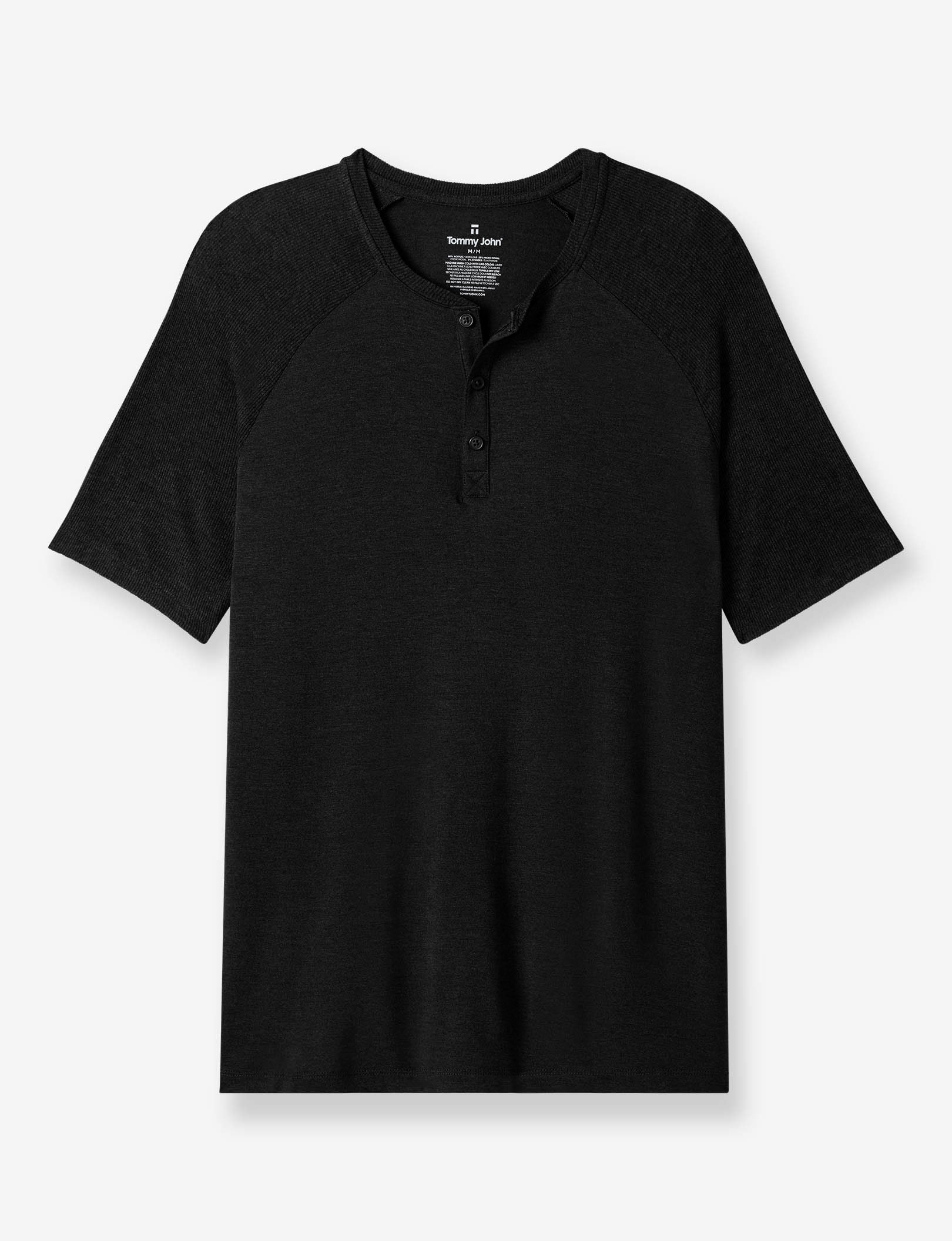 Second Skin Short Sleeve Lounge Henley::Black