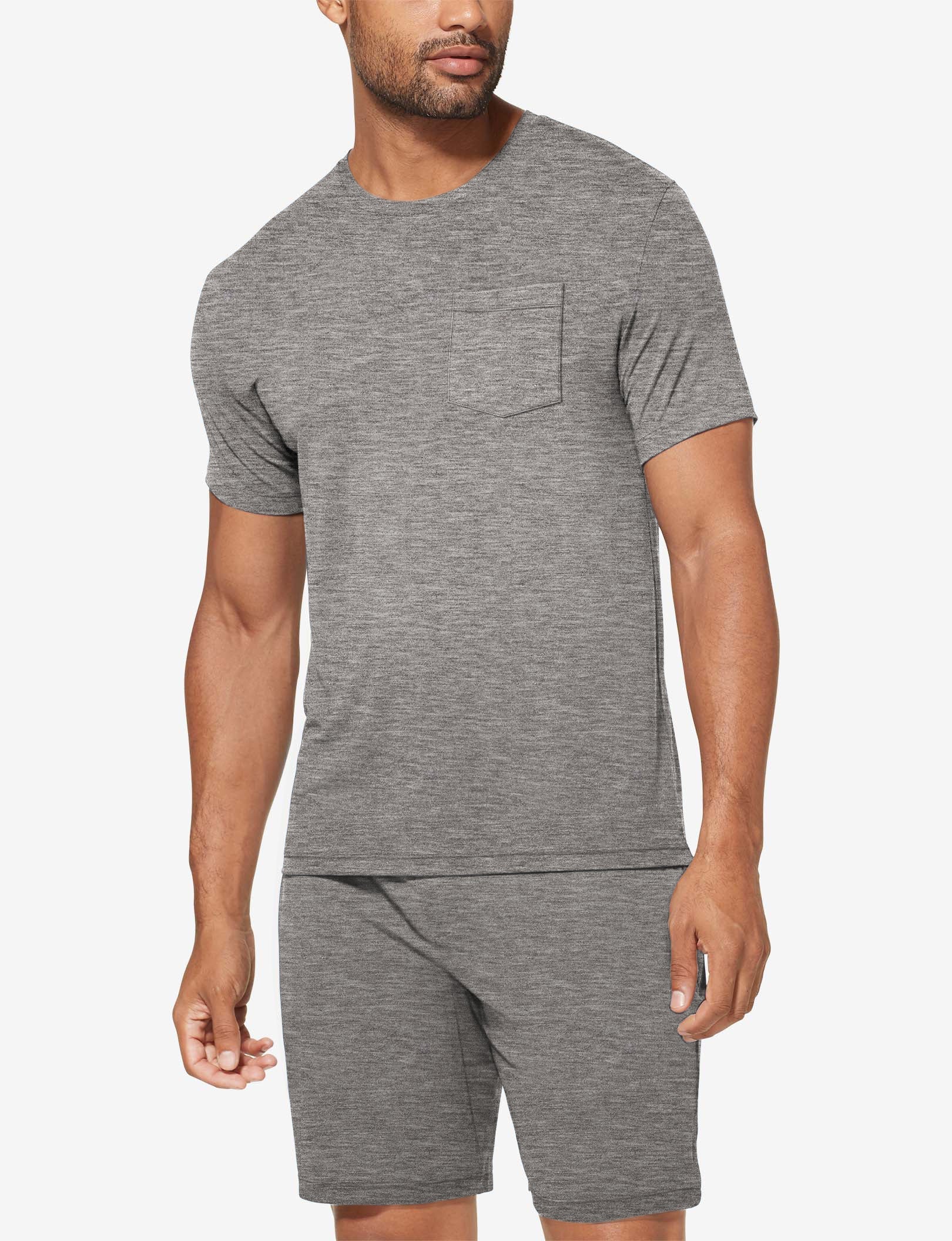 Second Skin Sleep Crew Neck Pocket Tee::Medium Heather Grey