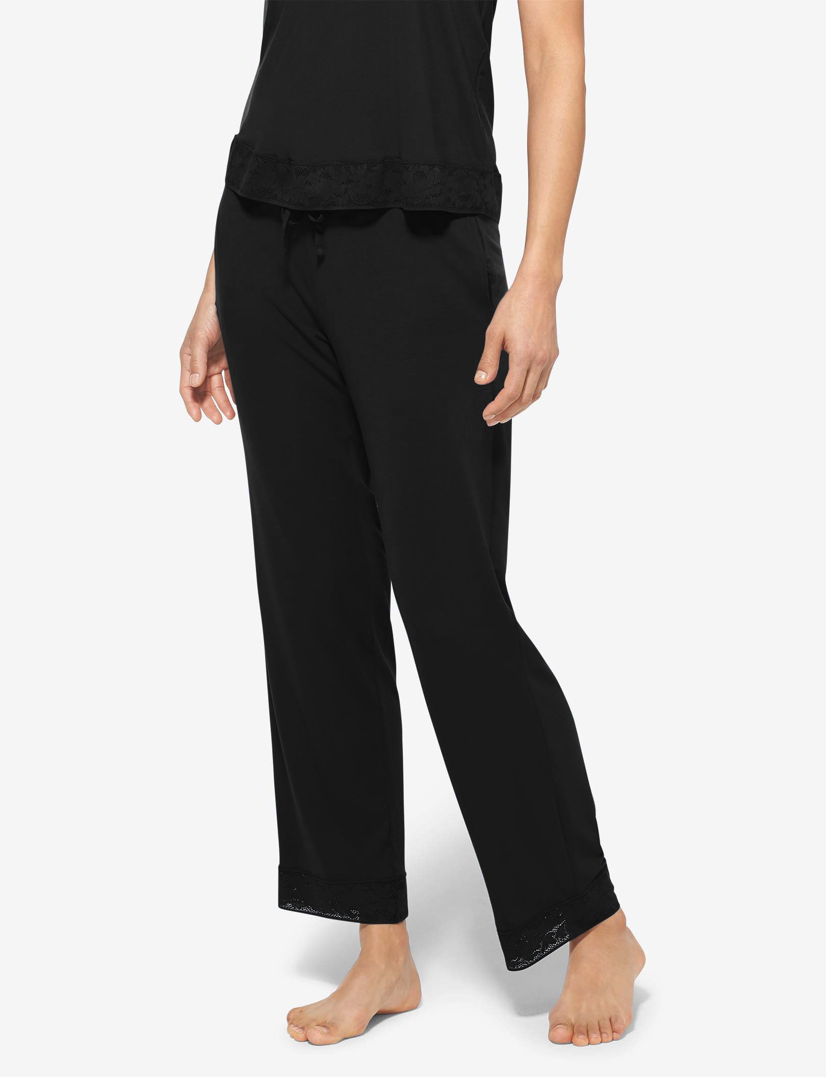 Women's Second Skin Sleep Pant, Lace Trim::Black Lace