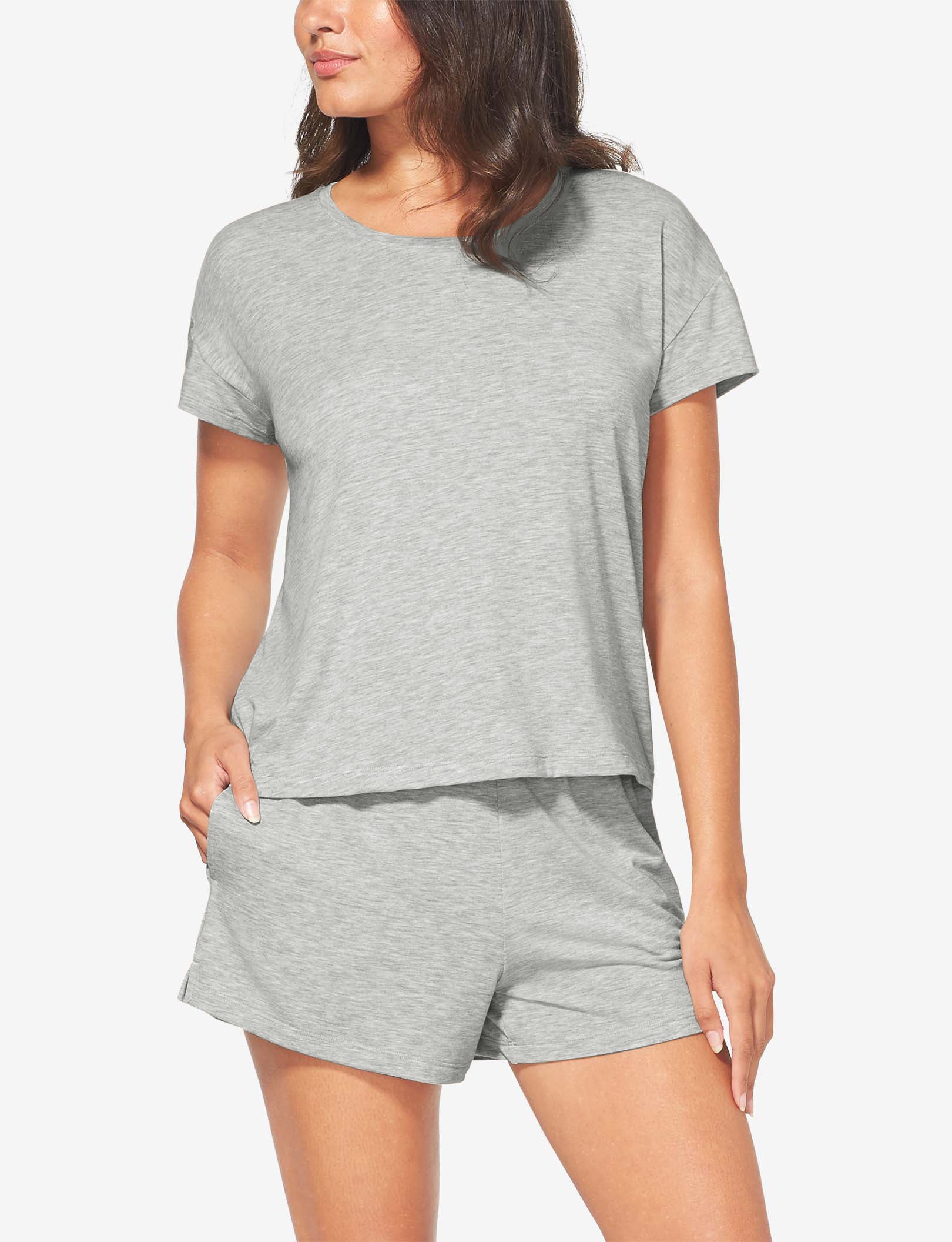 Women's Second Skin Sleep Tee::Cool Grey Heather
