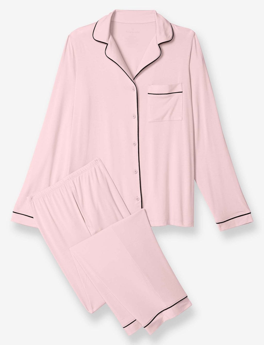 Women's Long Sleeve Top & Pant Pajama Set::Peachskin