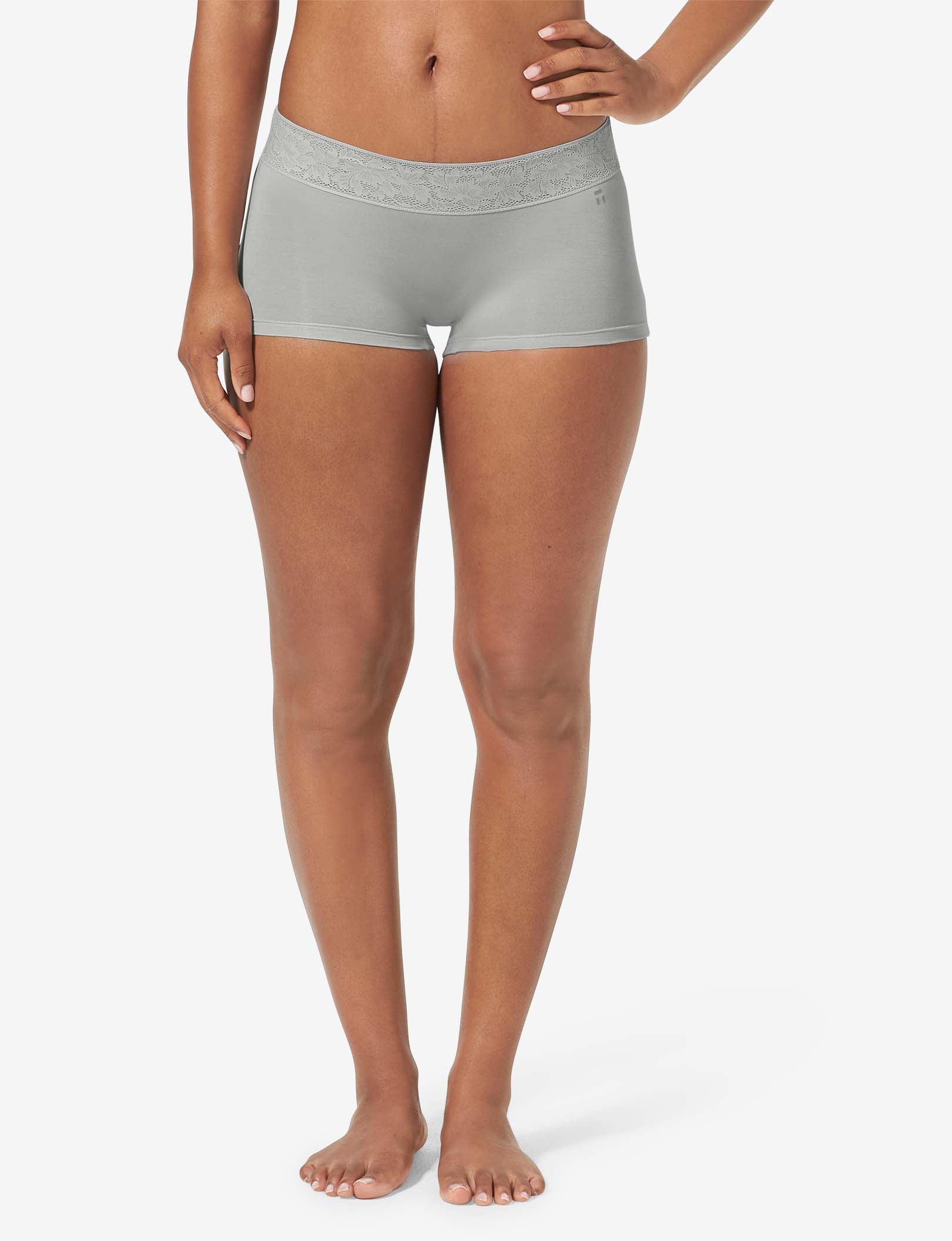 Women's Second Skin Boyshort, Lace Waist::Micro Chip Lace