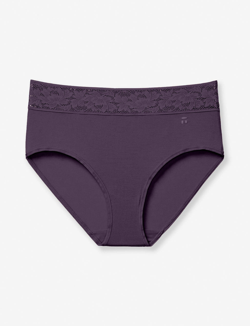 Women's Second Skin High Rise Brief, Lace Waist::Nightshade Lace