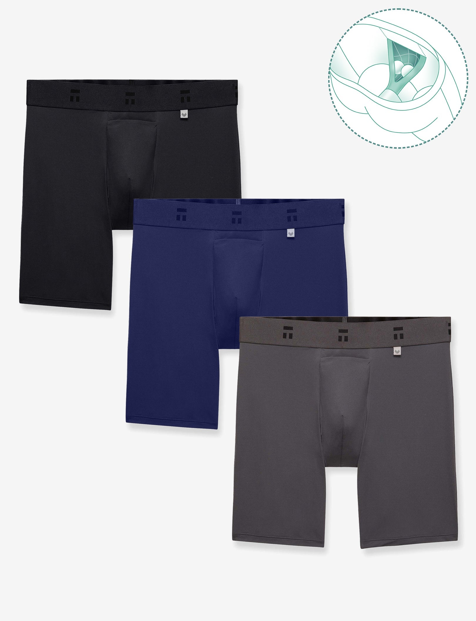 Air Hammock Pouch™ Boxer Brief 8" (3-Pack)::Black/Blue/Gray