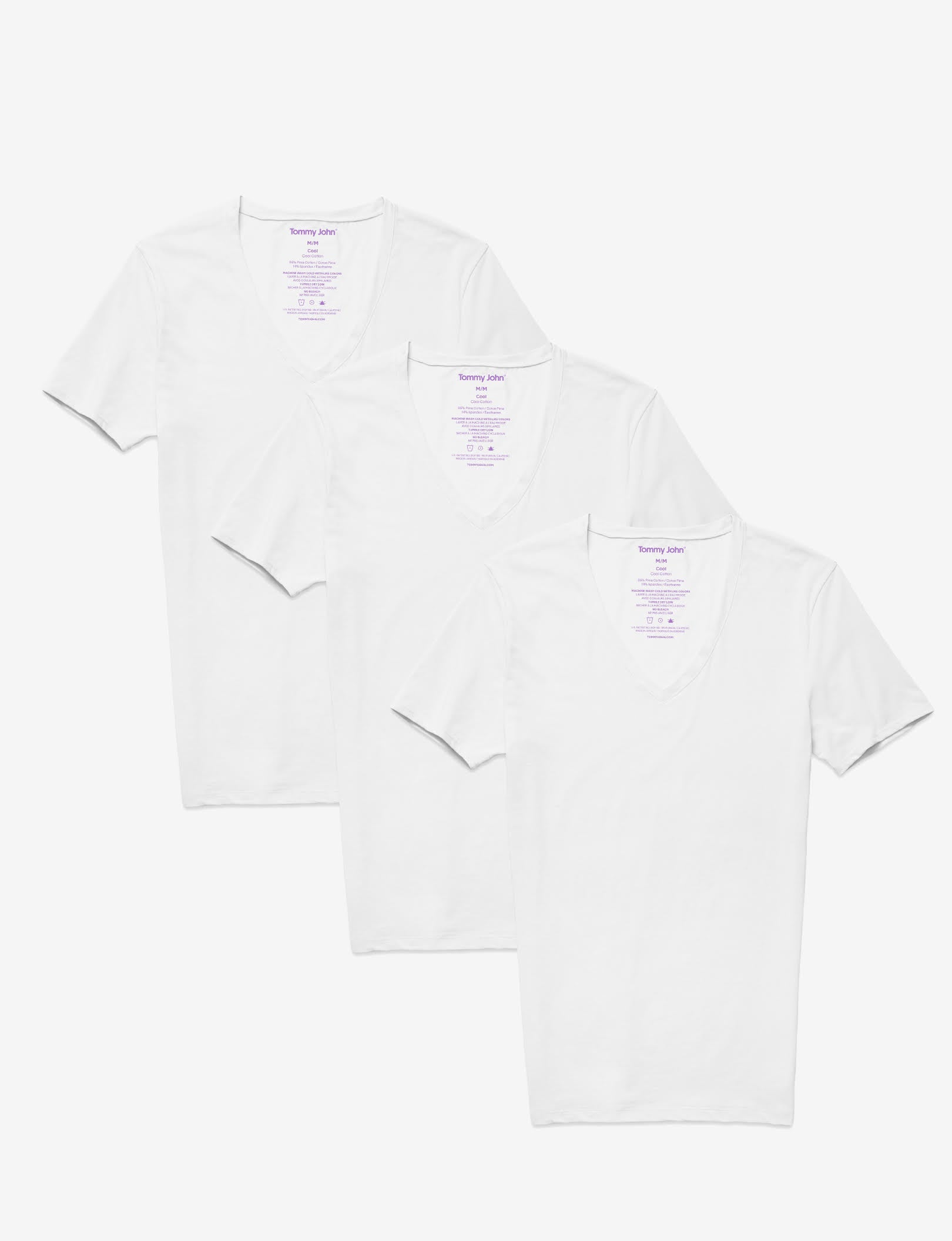 Cool Cotton Deep V-Neck Undershirt (3-Pack)::White