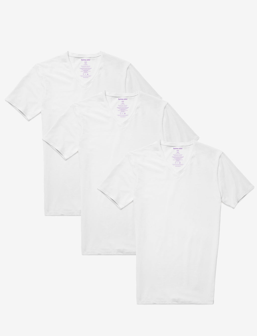 Cool Cotton High V-Neck Undershirt (3-Pack)::White