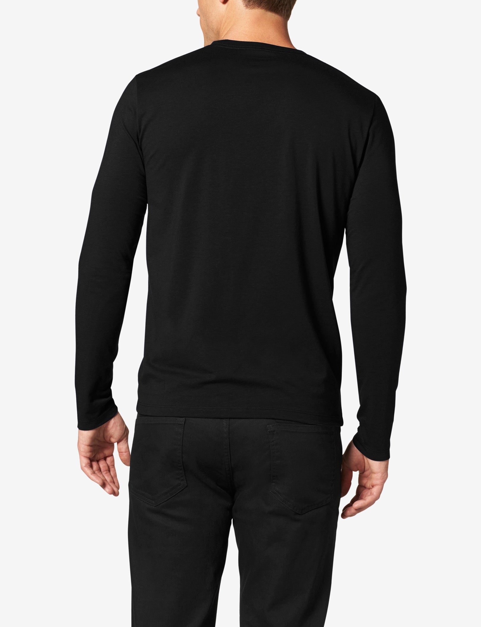 Second Skin Long Sleeve Crew Neck Tee::BLACK