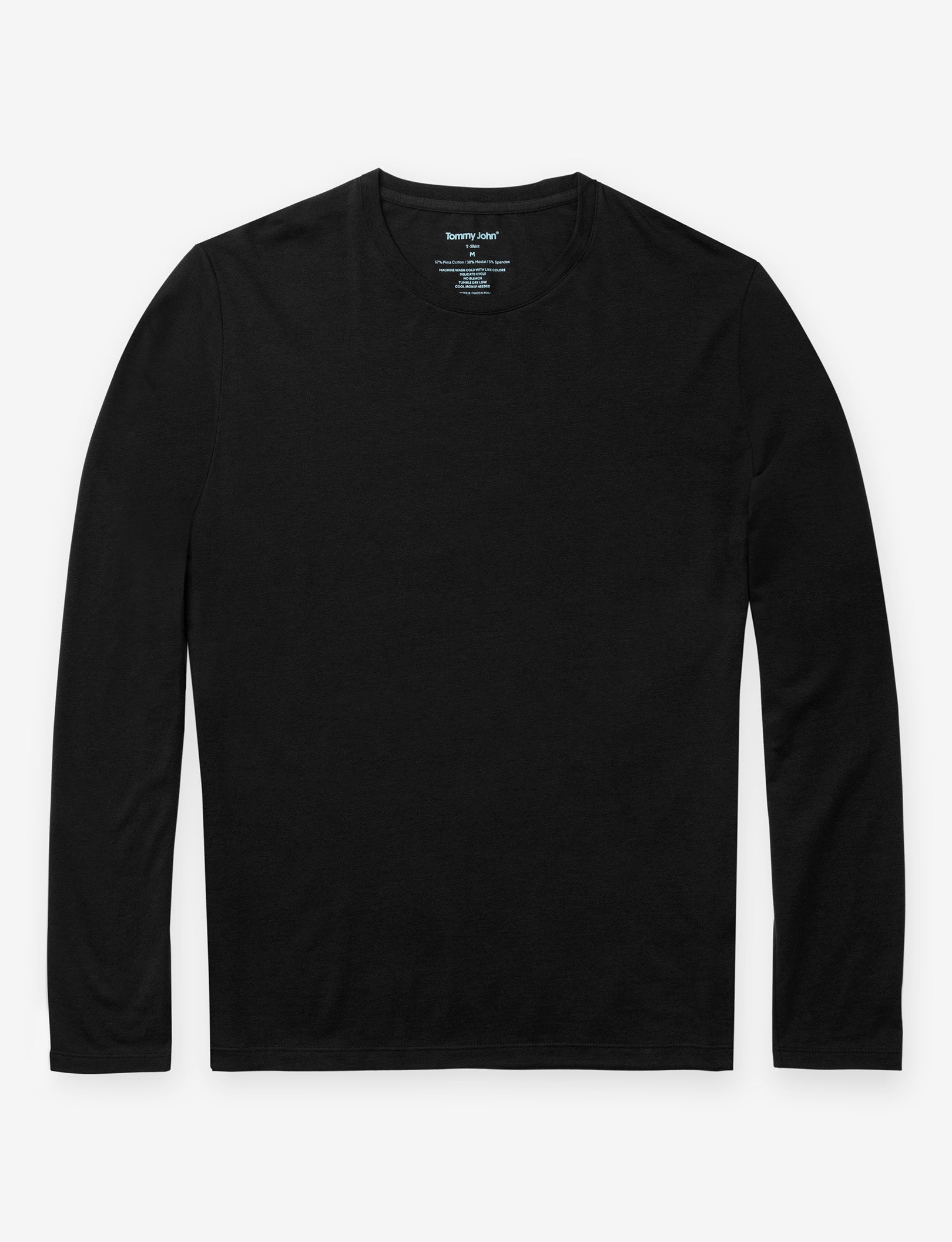 Second Skin Long Sleeve Crew Neck Tee::BLACK