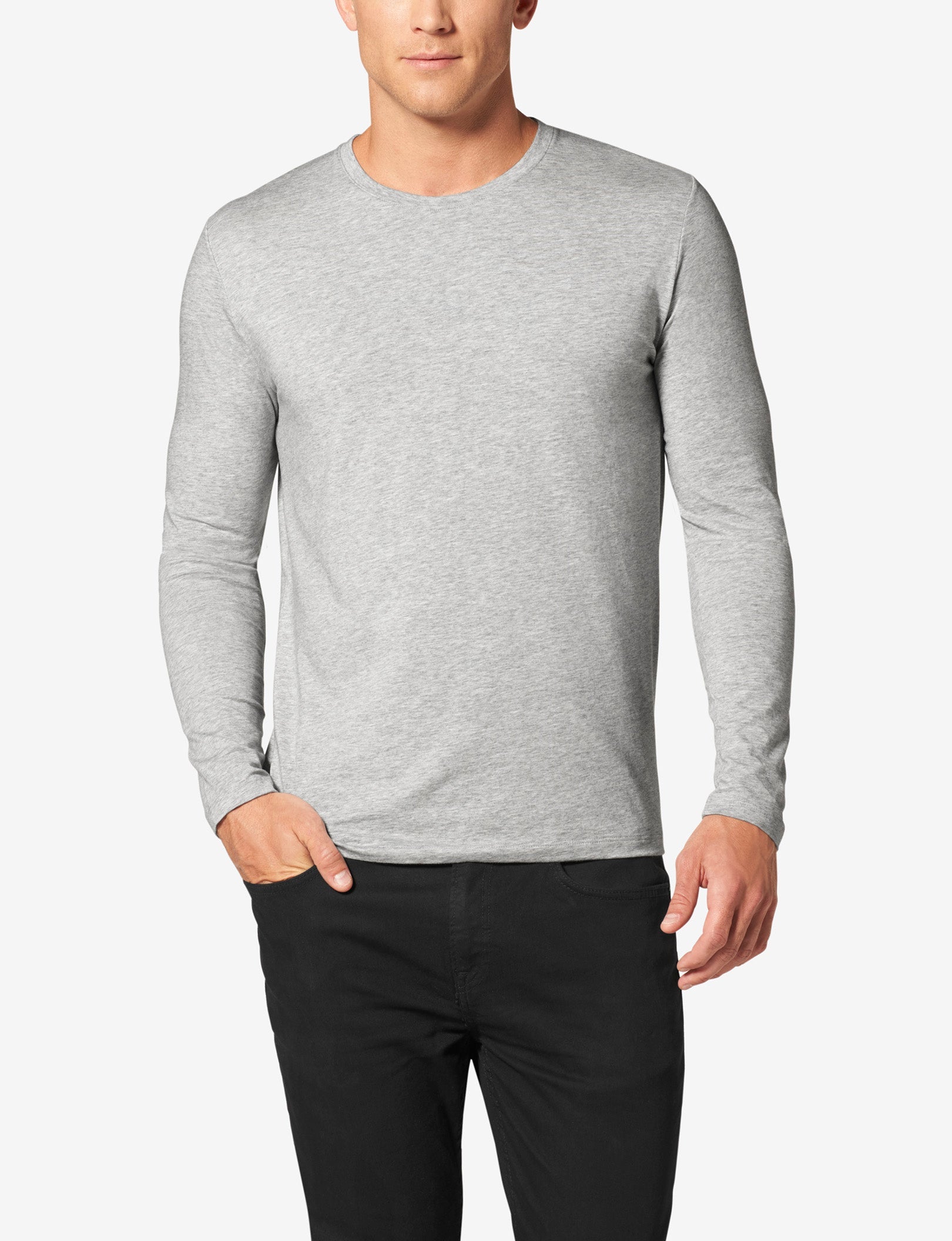 Second Skin Long Sleeve Crew Neck Tee::HEATHER GREY