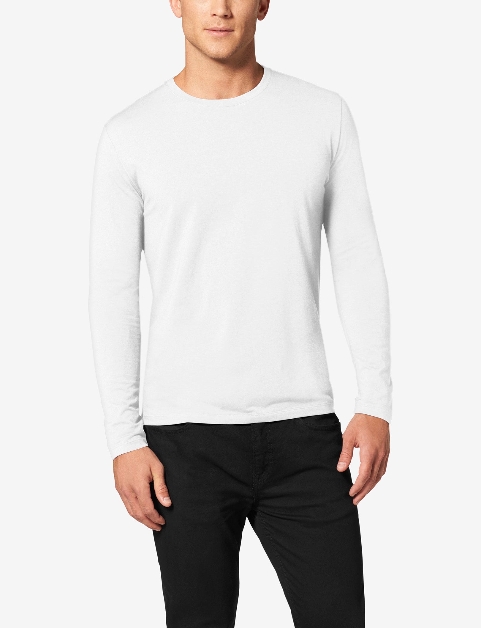 Second Skin Long Sleeve Crew Neck Tee::WHITE