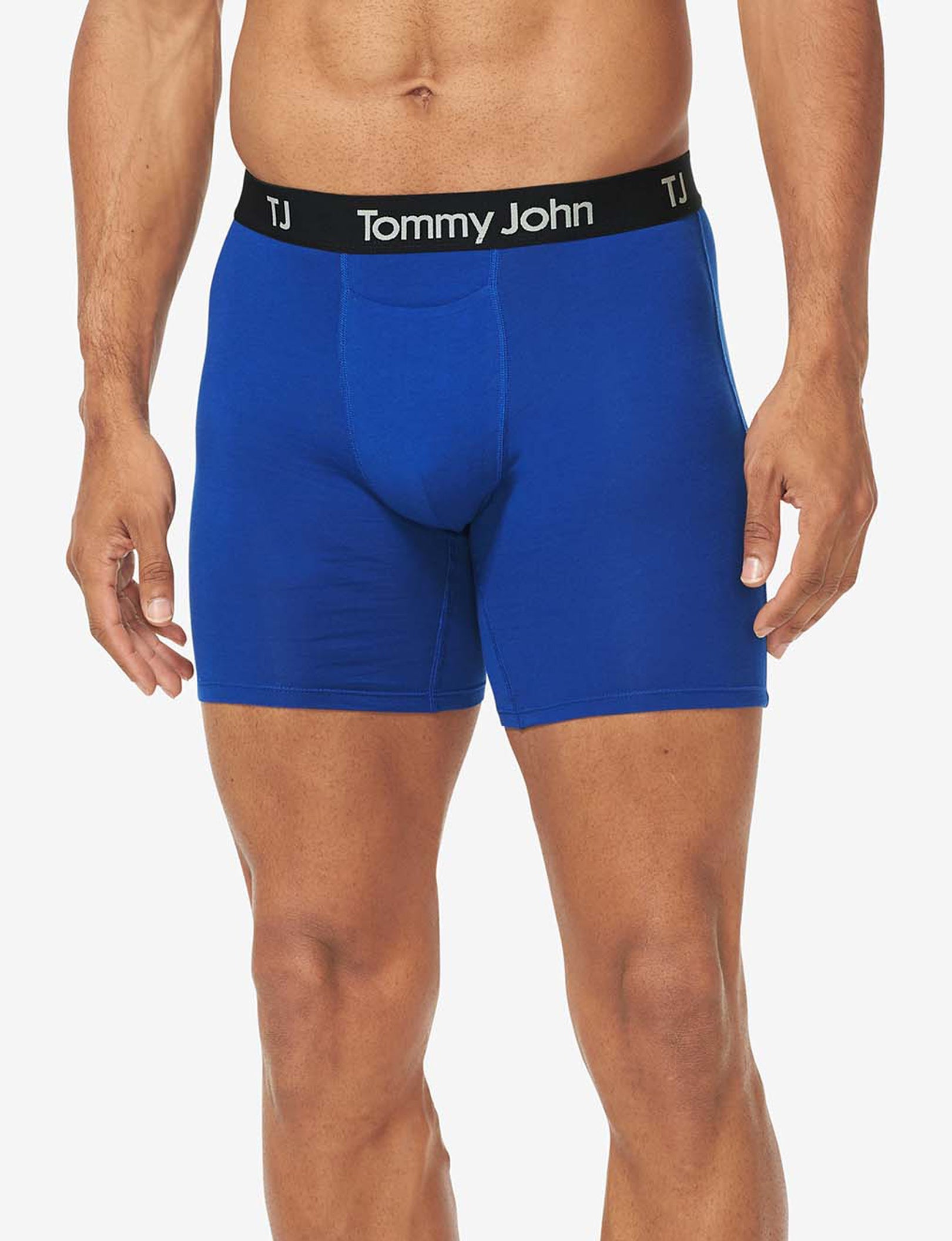 TJ Cotton Stretch Mid-Length Boxer Brief 6” (2-Pack)::Mazarine Blue/Black Combo