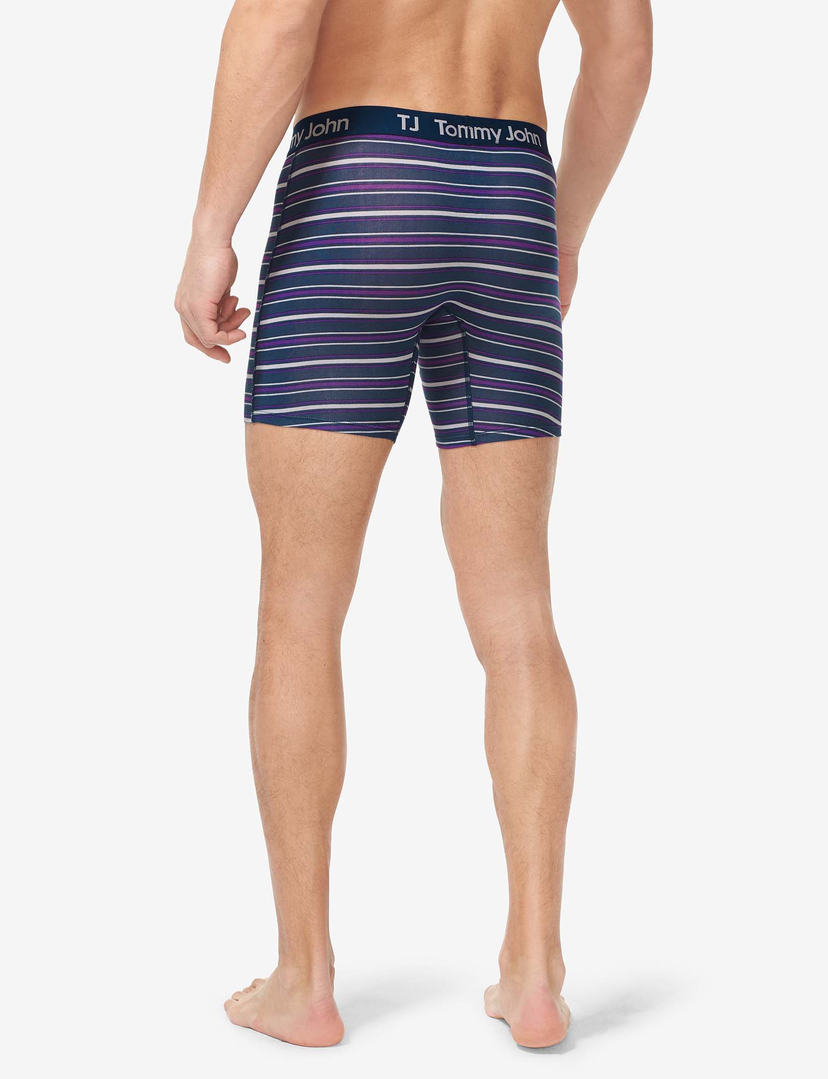 TJ Cotton Stretch Mid-Length Boxer Brief 6” (2-Pack)::Sidecar Stripe/Acai Combo