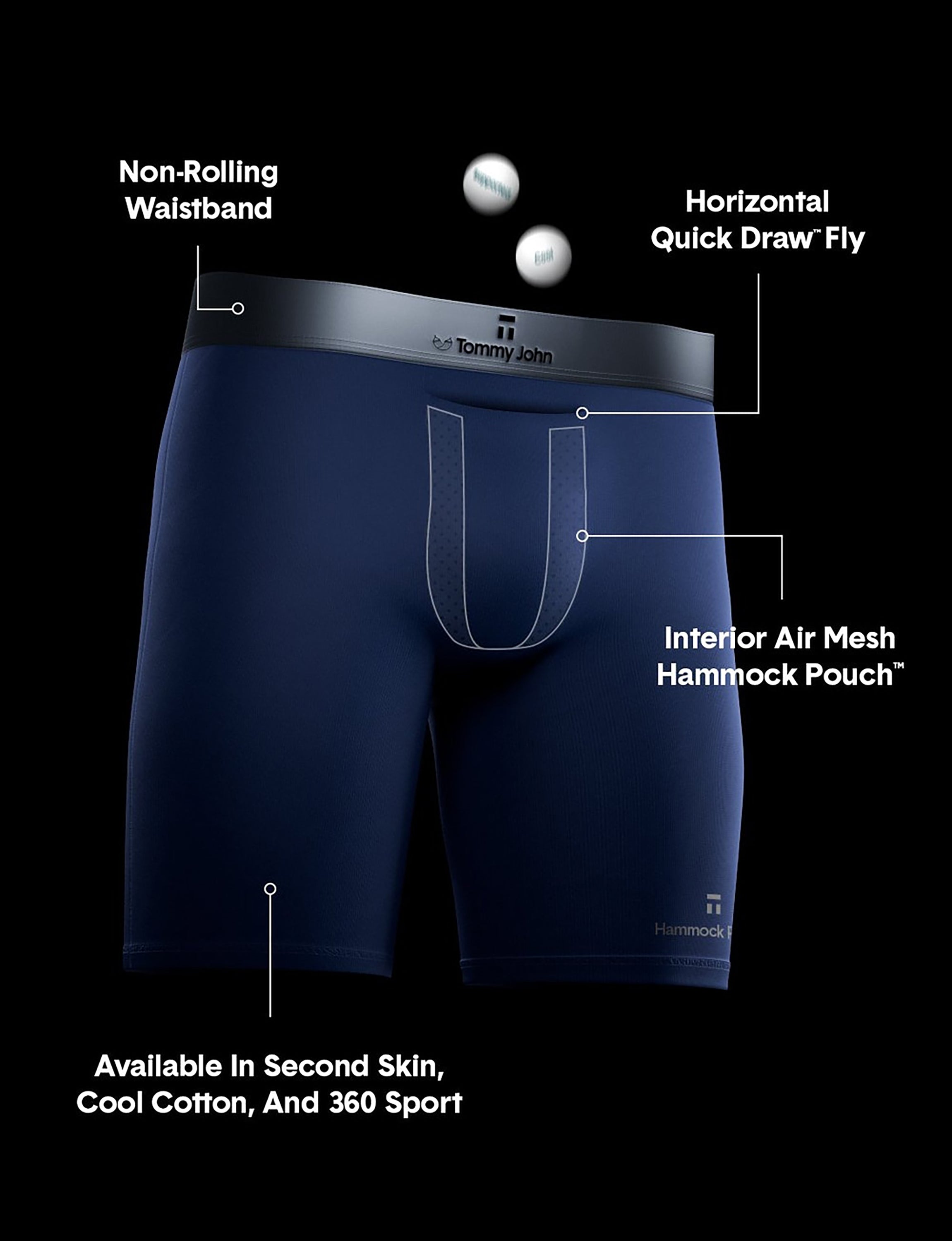 Premium Hammock Pouch Mid-Length Boxer Brief 6" (3-Pack)::Black/Navy Blazer