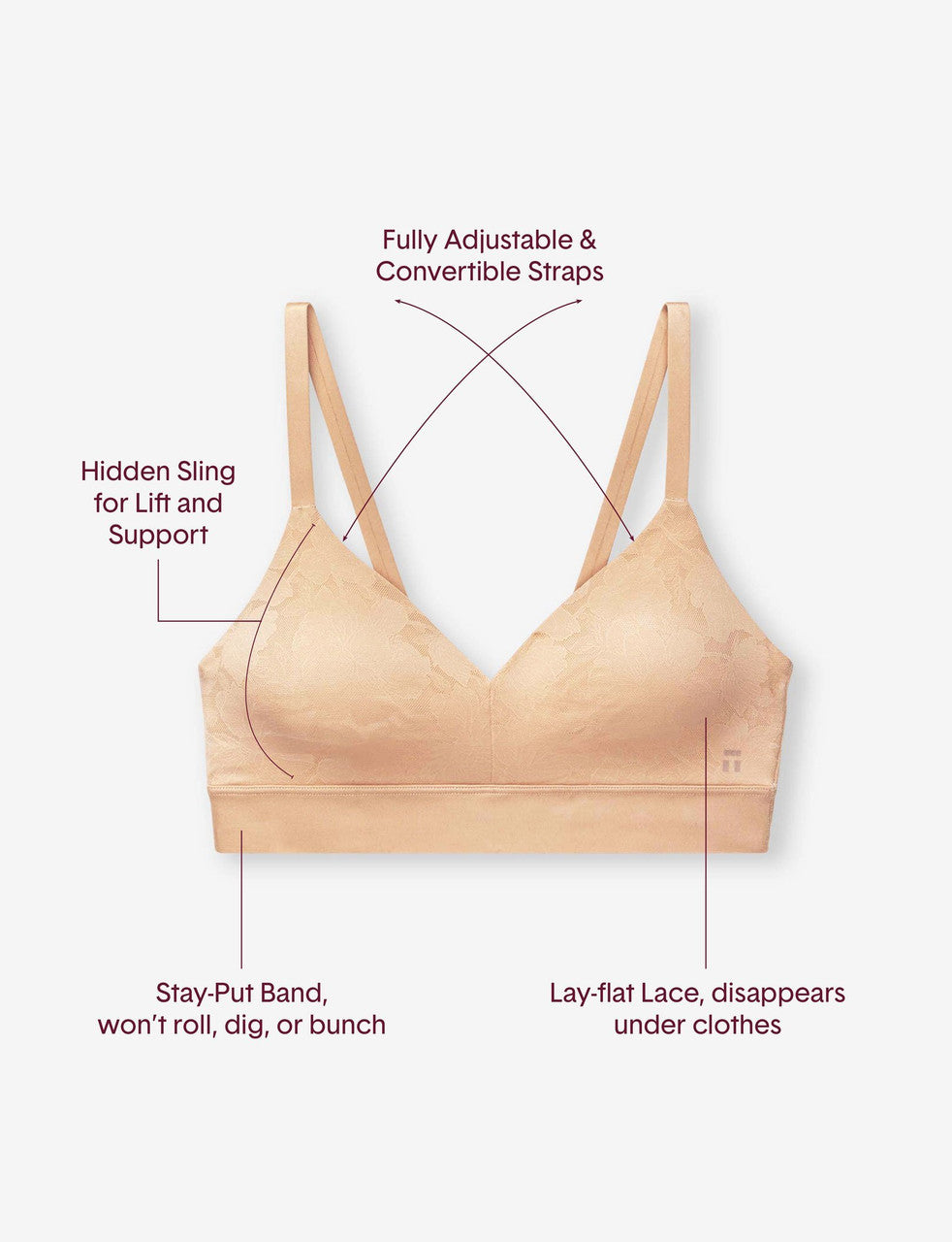 Second Skin Comfort Lace Bralette::Coconut Milk/Maple Sugar Lace