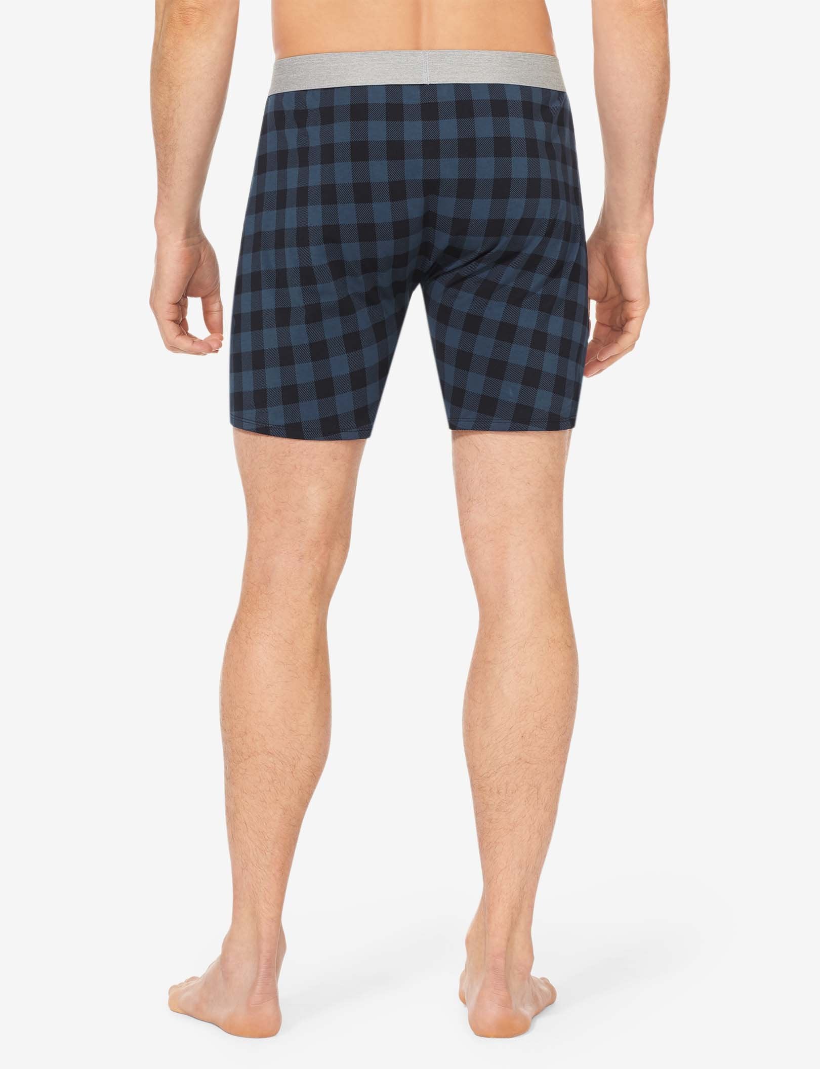 Cool Cotton Relaxed Fit Boxer 6"::Dress Blues Buffalo Plaid