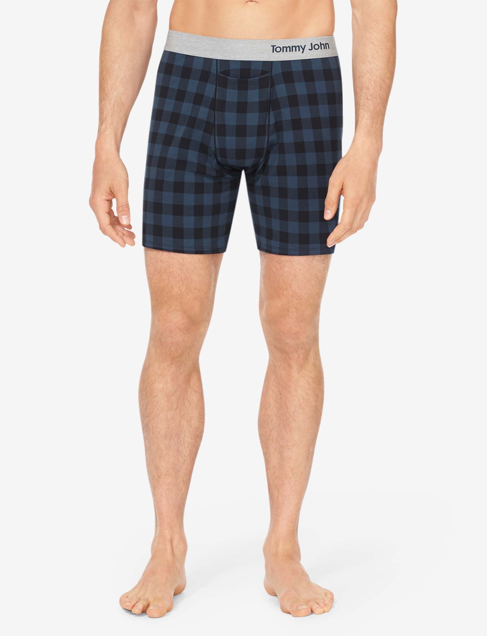 Cool Cotton Relaxed Fit Boxer 6"::Dress Blues Buffalo Plaid