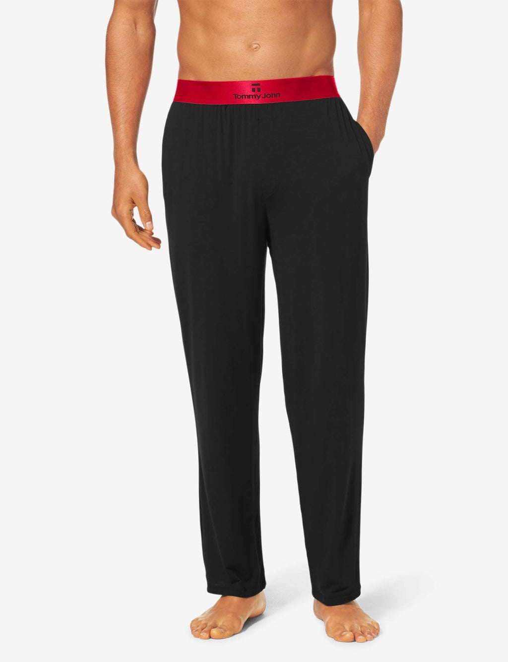 Second Skin Sleep Pant::Black with Haute Red Waistband