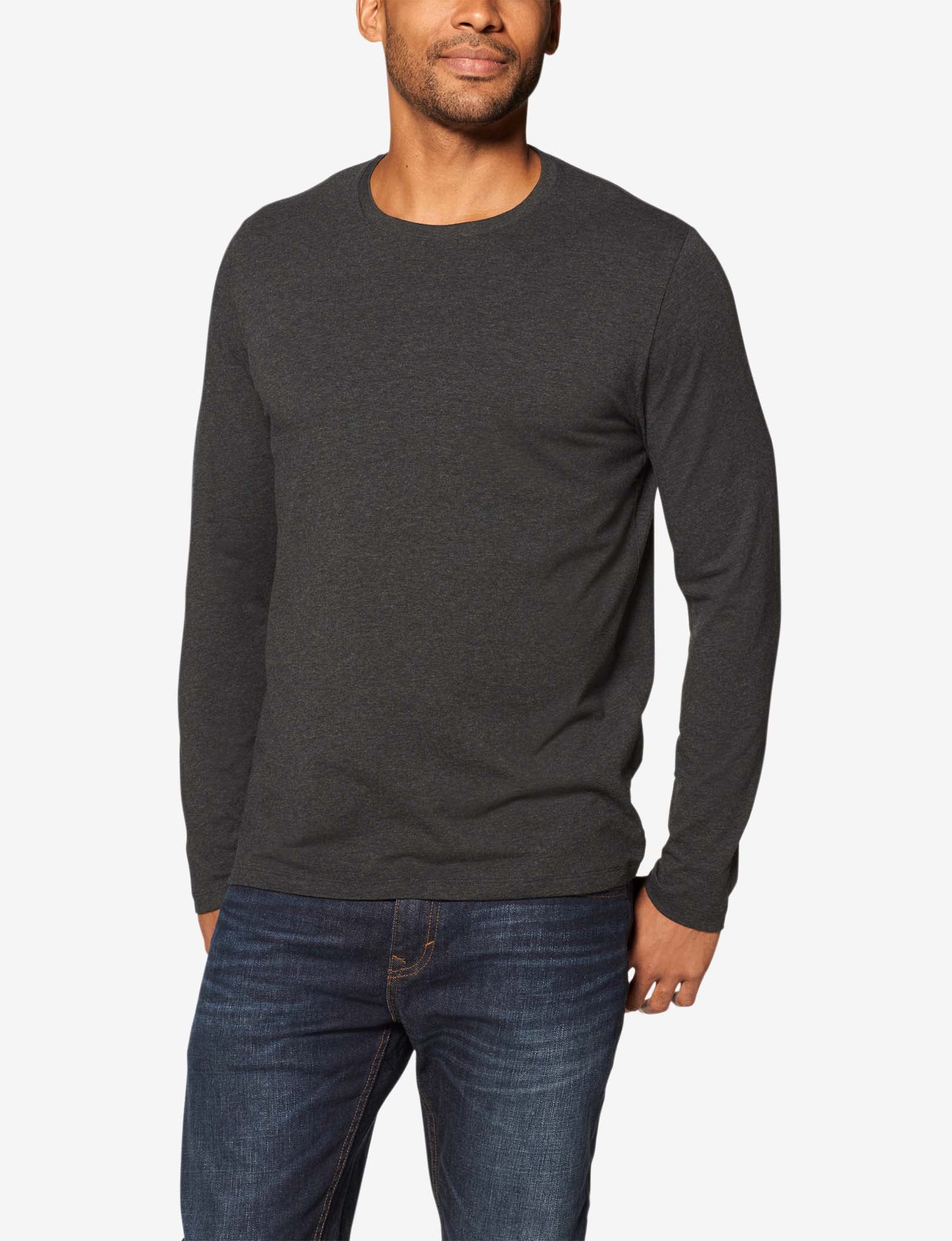 Second Skin Long Sleeve Crew Neck Tee::CHARCOAL GREY