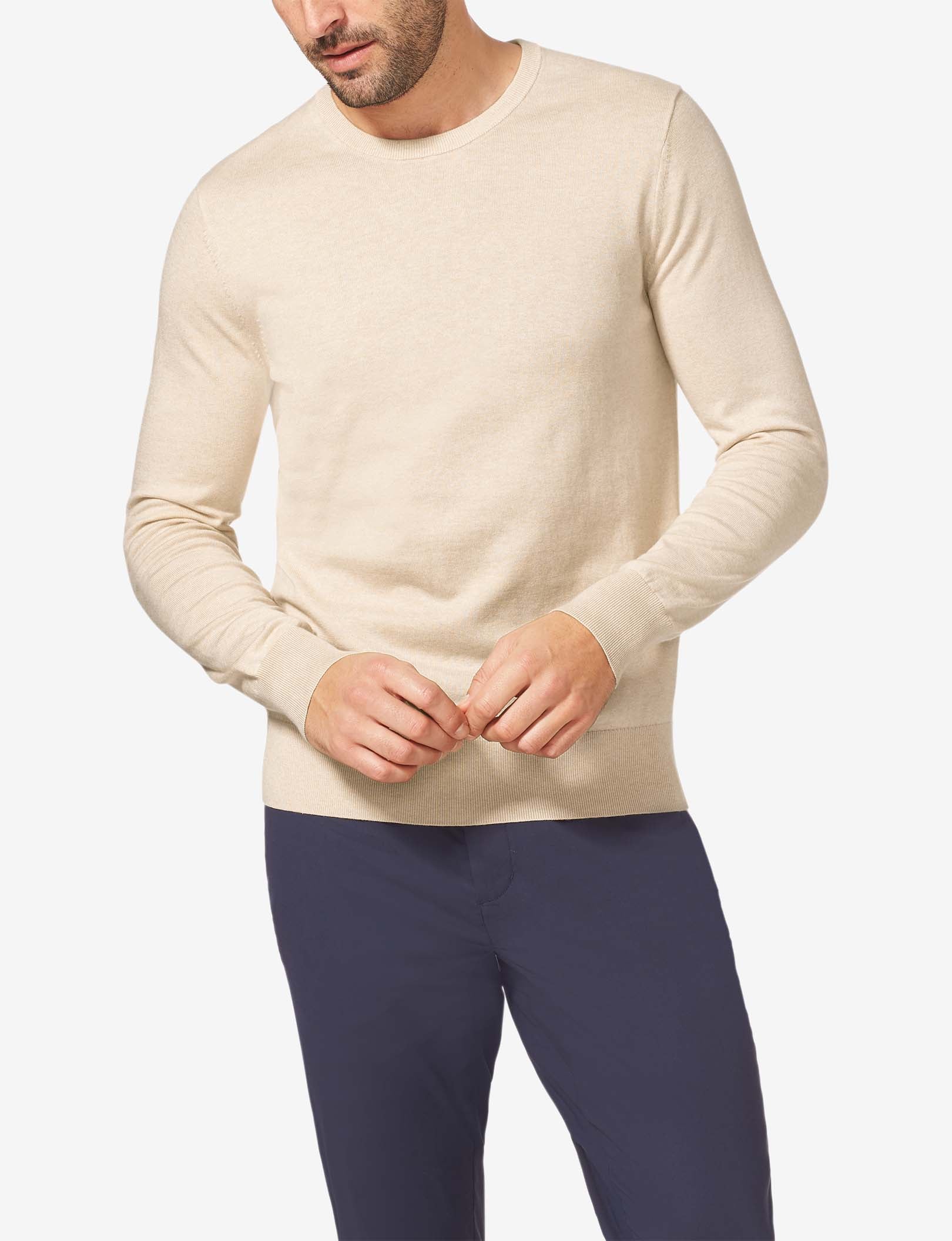 Second Skin Crew Neck Knit Sweater::Oatmeal Heather